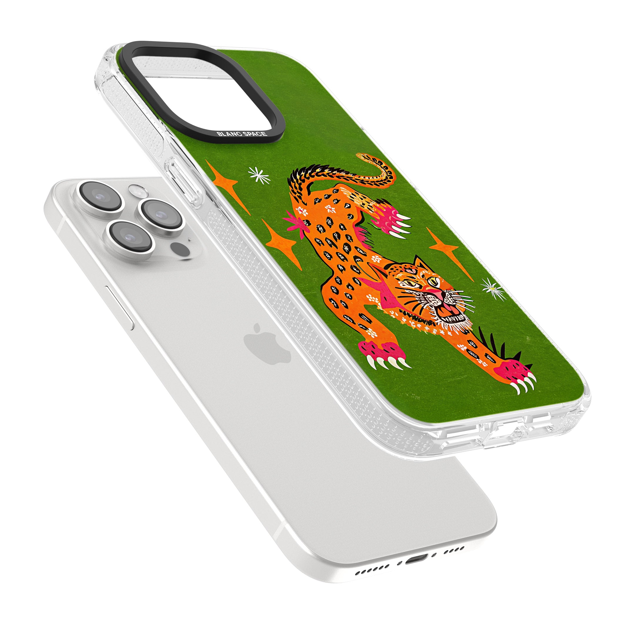 Fierce Jaguar iPhone 15 Pro Max / 15 Pro / 14 Pro Max / 14 Pro / 13 Pro Clear Case Impact Air - Blanc Space