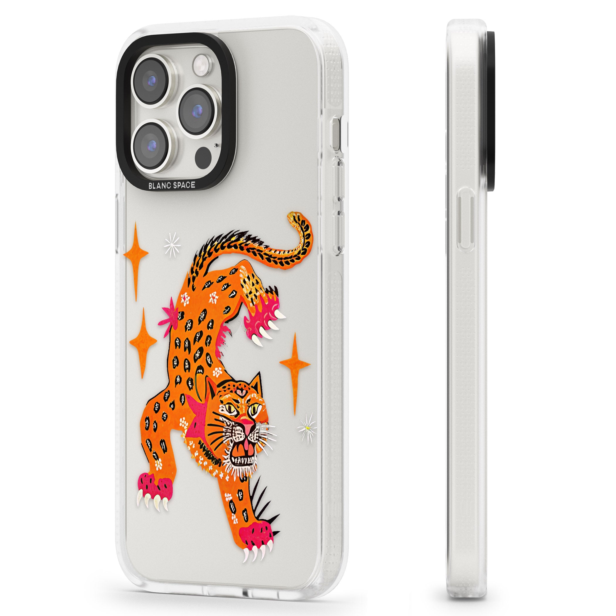 Fierce Jaguar (Clear) iPhone 15 Pro Max / 15 Pro / 14 Pro Max / 14 Pro / 13 Pro Clear Case Impact Air - Blanc Space