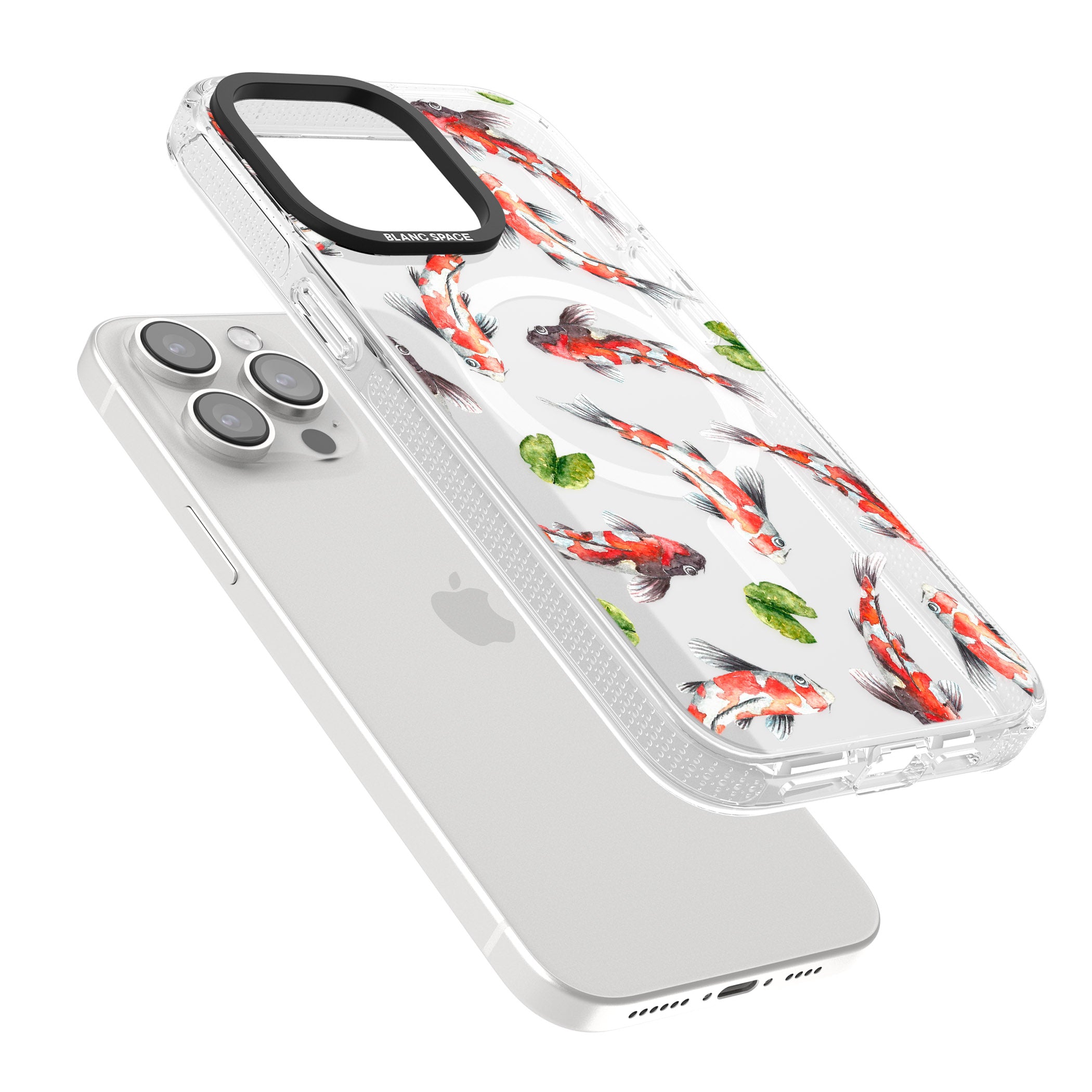 Koi Fish Japanese Watercolour iPhone 15 Pro Max / 15 Pro / 14 Pro Max / 14 Pro / 13 Pro Clear Case Impact Air - Blanc Space