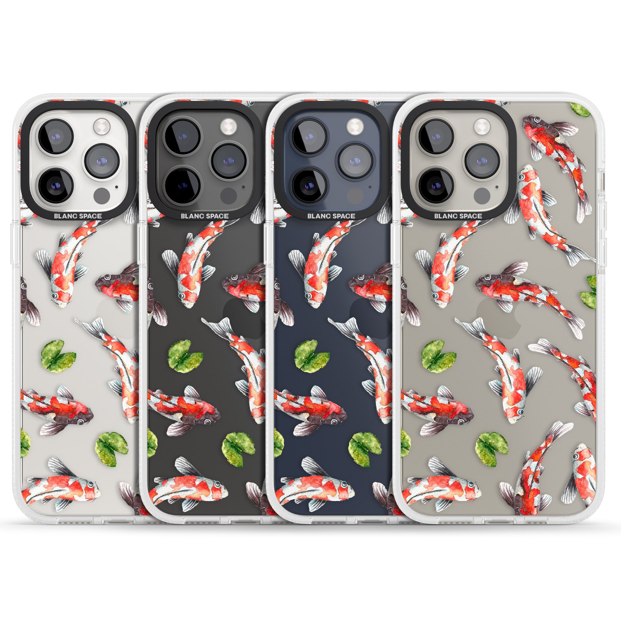 Koi Fish Japanese Watercolour iPhone 15 Pro Max / 15 Pro / 14 Pro Max / 14 Pro / 13 Pro Clear Case Impact Air - Blanc Space