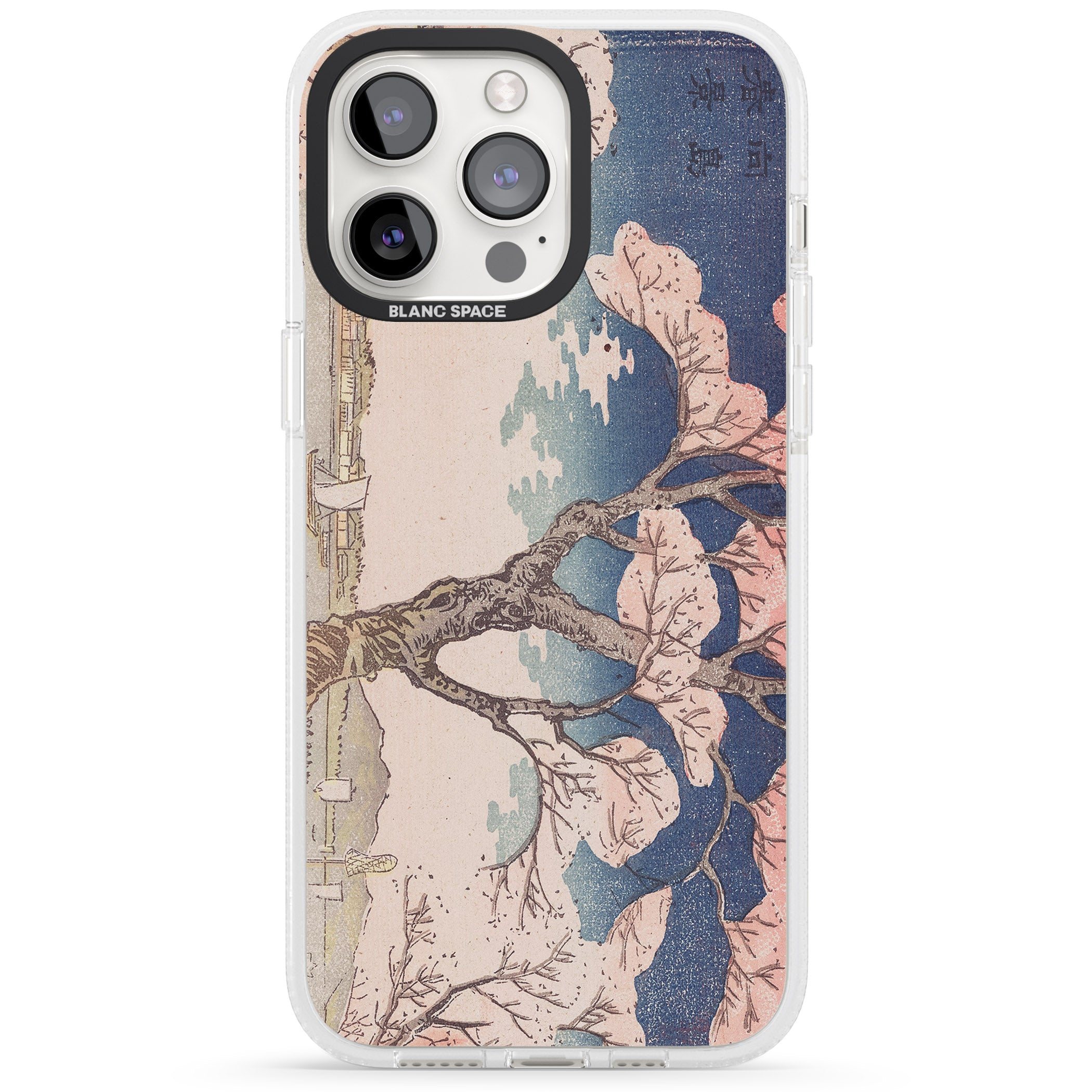Vintage Japanese Illustrations Cherry Tree iPhone 15 Pro Max / 15 Pro / 14 Pro Max / 14 Pro / 13 Pro Clear Case Impact Air - Blanc Space