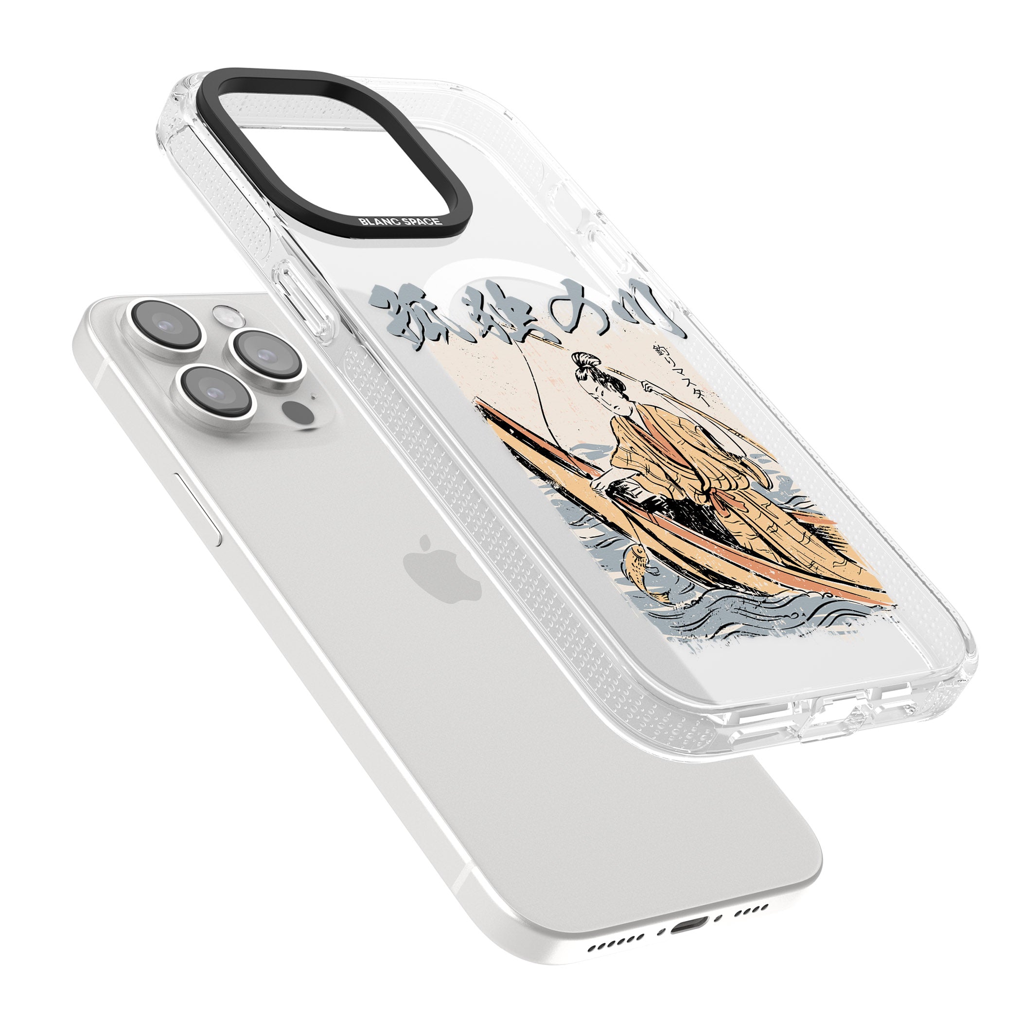 Japanese River iPhone 15 Pro Max / 15 Pro / 14 Pro Max / 14 Pro / 13 Pro Clear Case Impact Air - Blanc Space