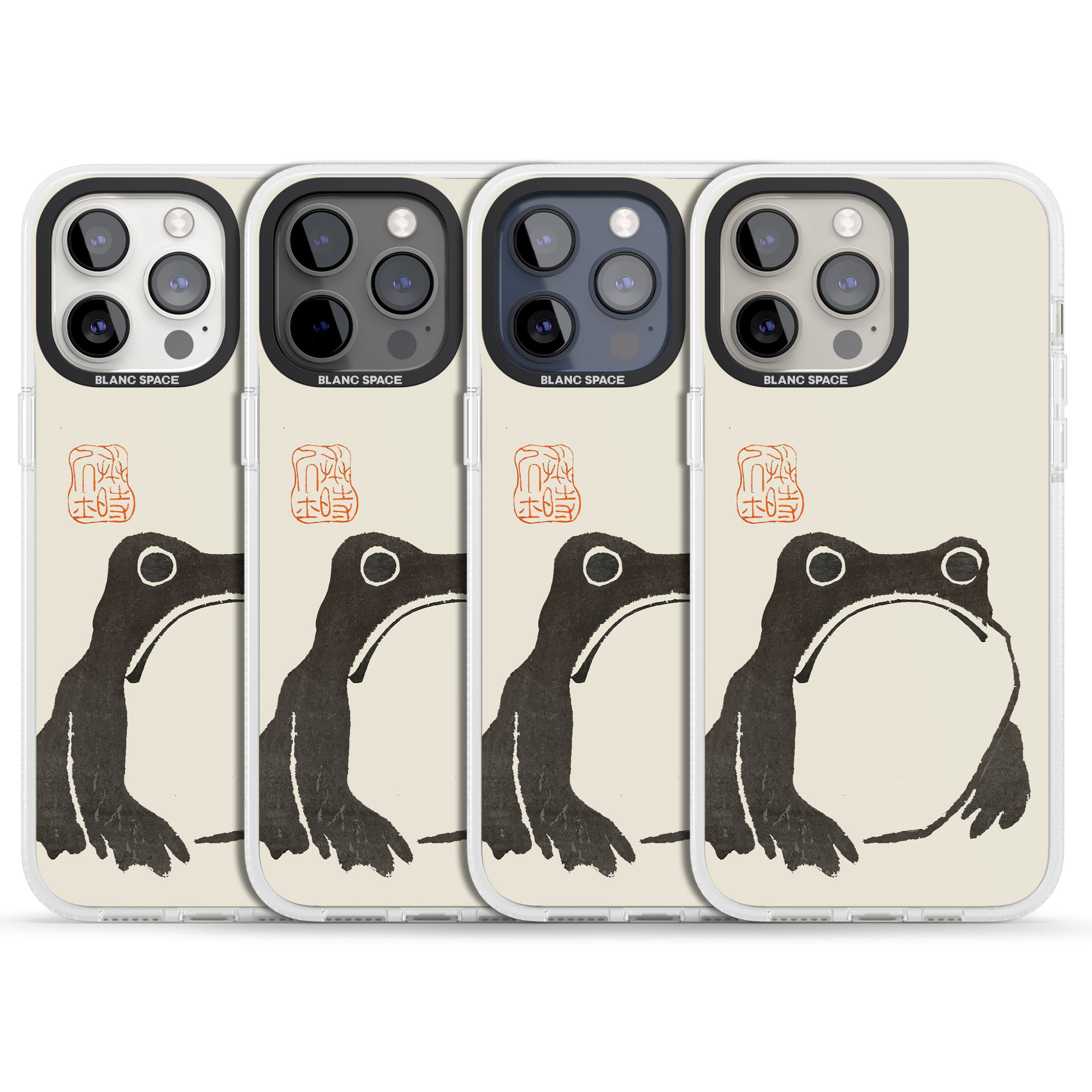 Matsumoto Hoji Frog iPhone 15 Pro Max / 15 Pro / 14 Pro Max / 14 Pro / 13 Pro Clear Case Impact Air - Blanc Space
