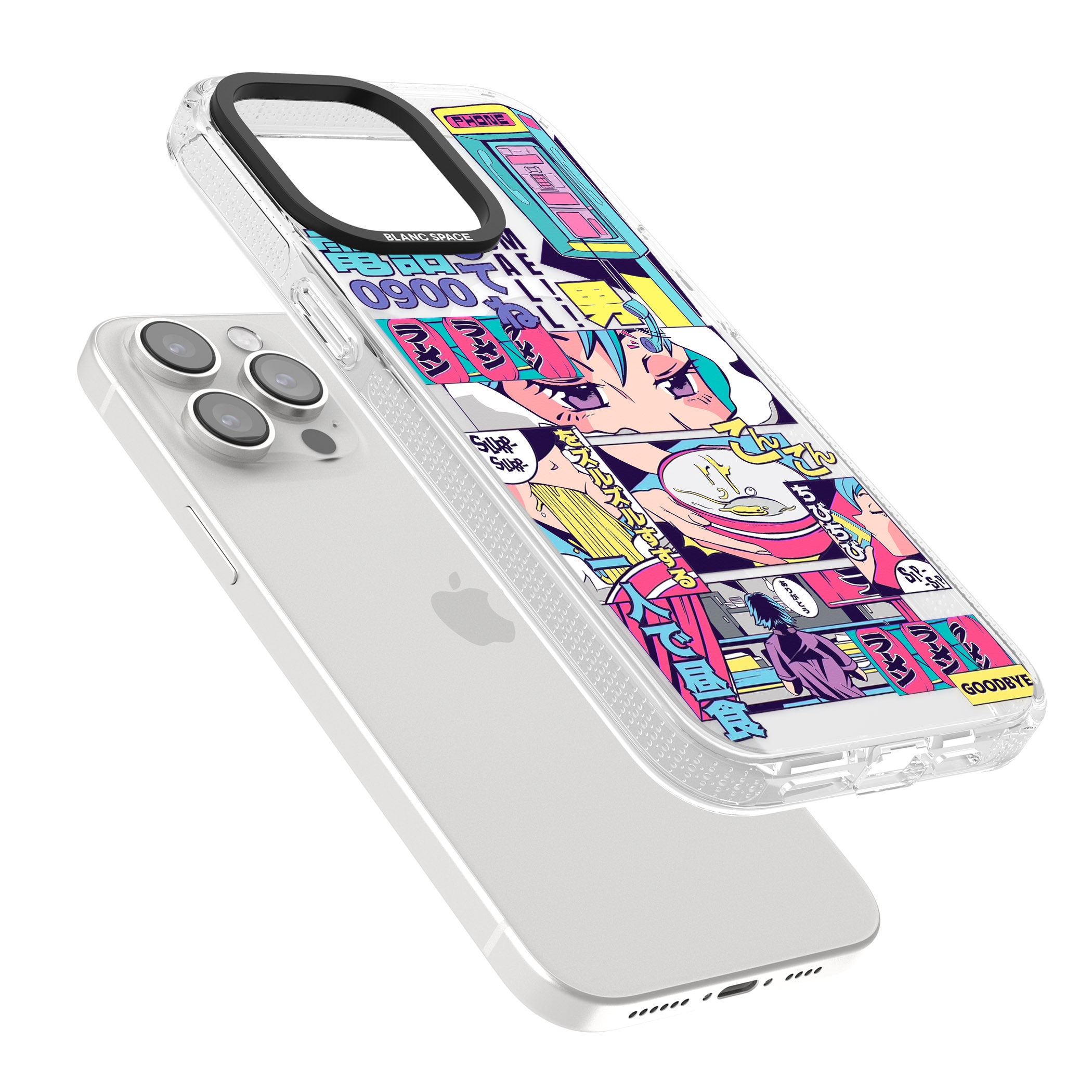 Vibrant Anime Comic iPhone 15 Pro Max / 15 Pro / 14 Pro Max / 14 Pro / 13 Pro Clear Case Impact Air - Blanc Space