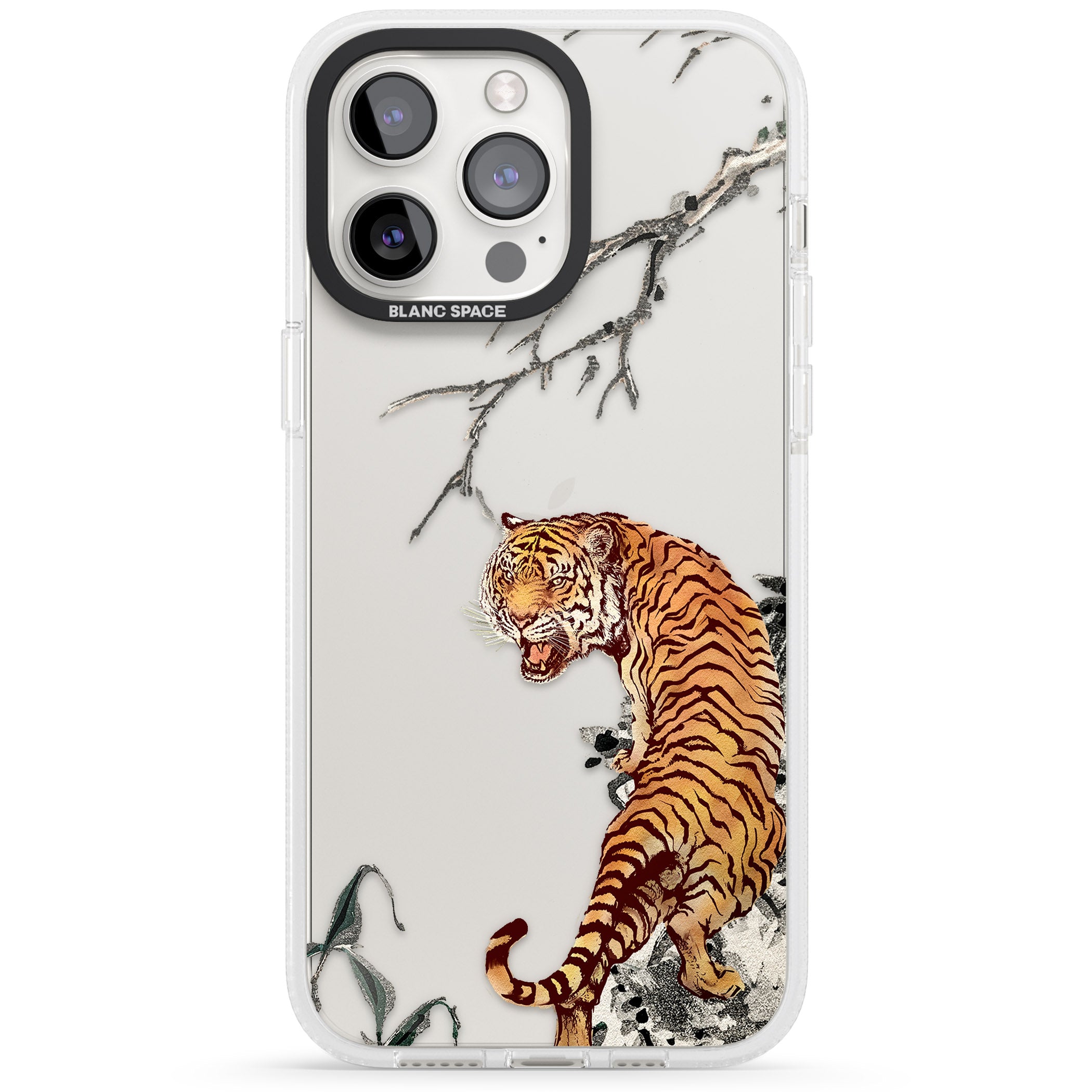 Roaring Tiger iPhone 15 Pro Max / 15 Pro / 14 Pro Max / 14 Pro / 13 Pro Clear Case Impact Air - Blanc Space