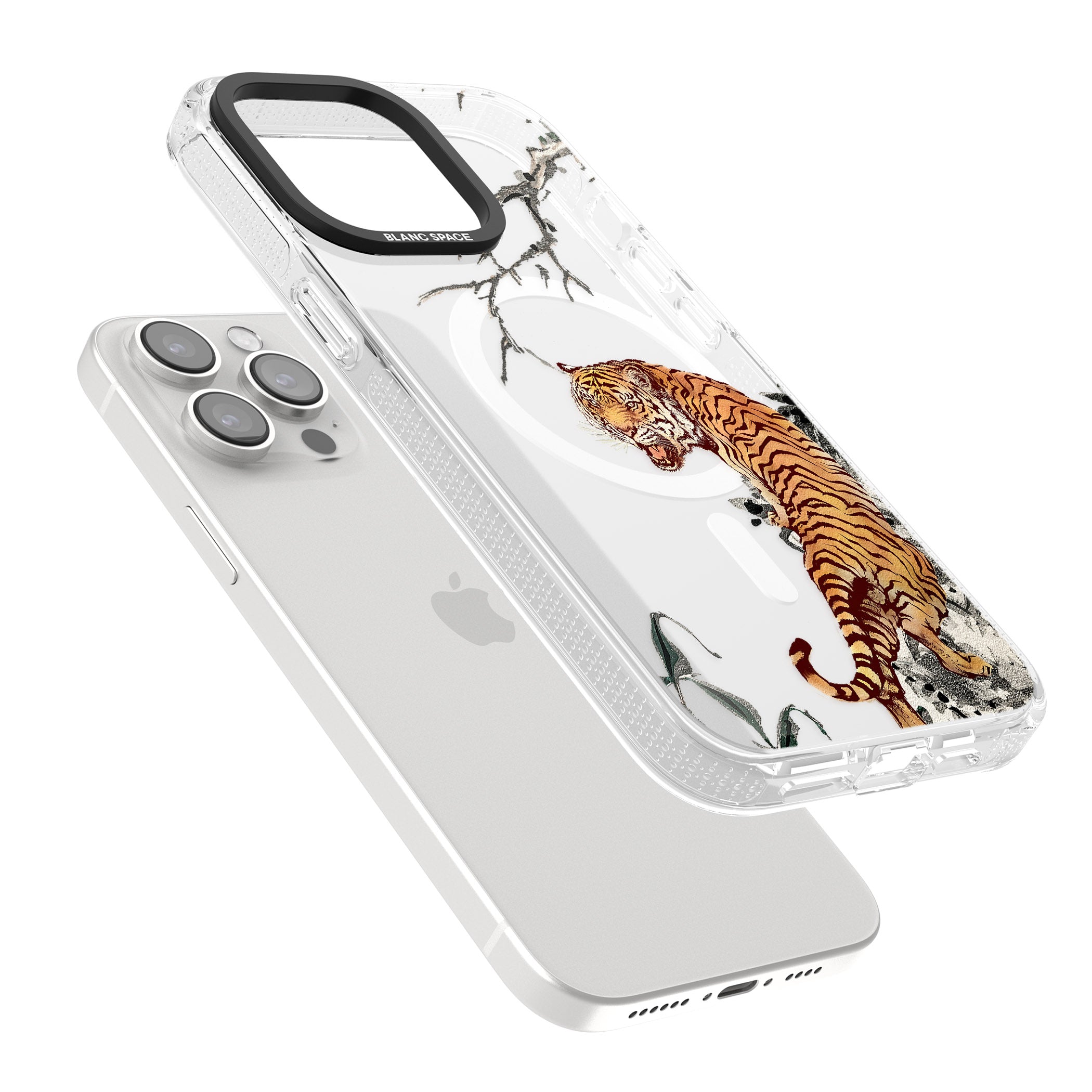Roaring Tiger iPhone 15 Pro Max / 15 Pro / 14 Pro Max / 14 Pro / 13 Pro Clear Case Impact Air - Blanc Space