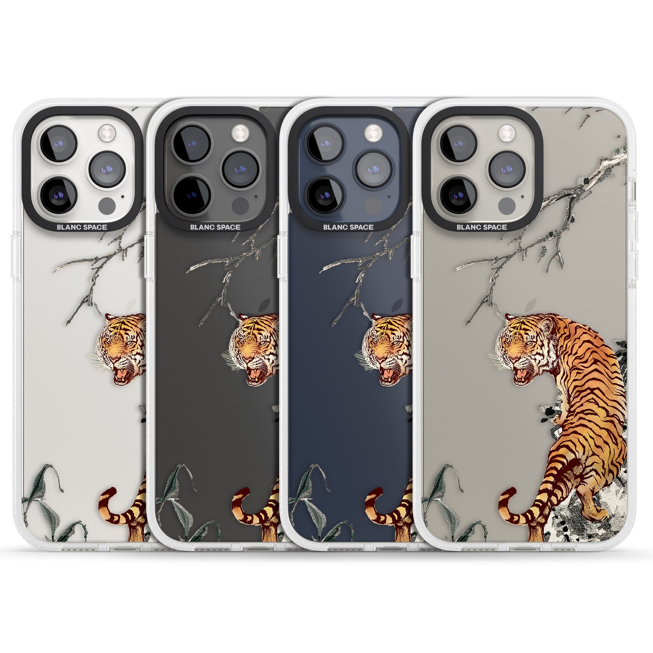 Roaring Tiger iPhone 15 Pro Max / 15 Pro / 14 Pro Max / 14 Pro / 13 Pro Clear Case Impact Air - Blanc Space