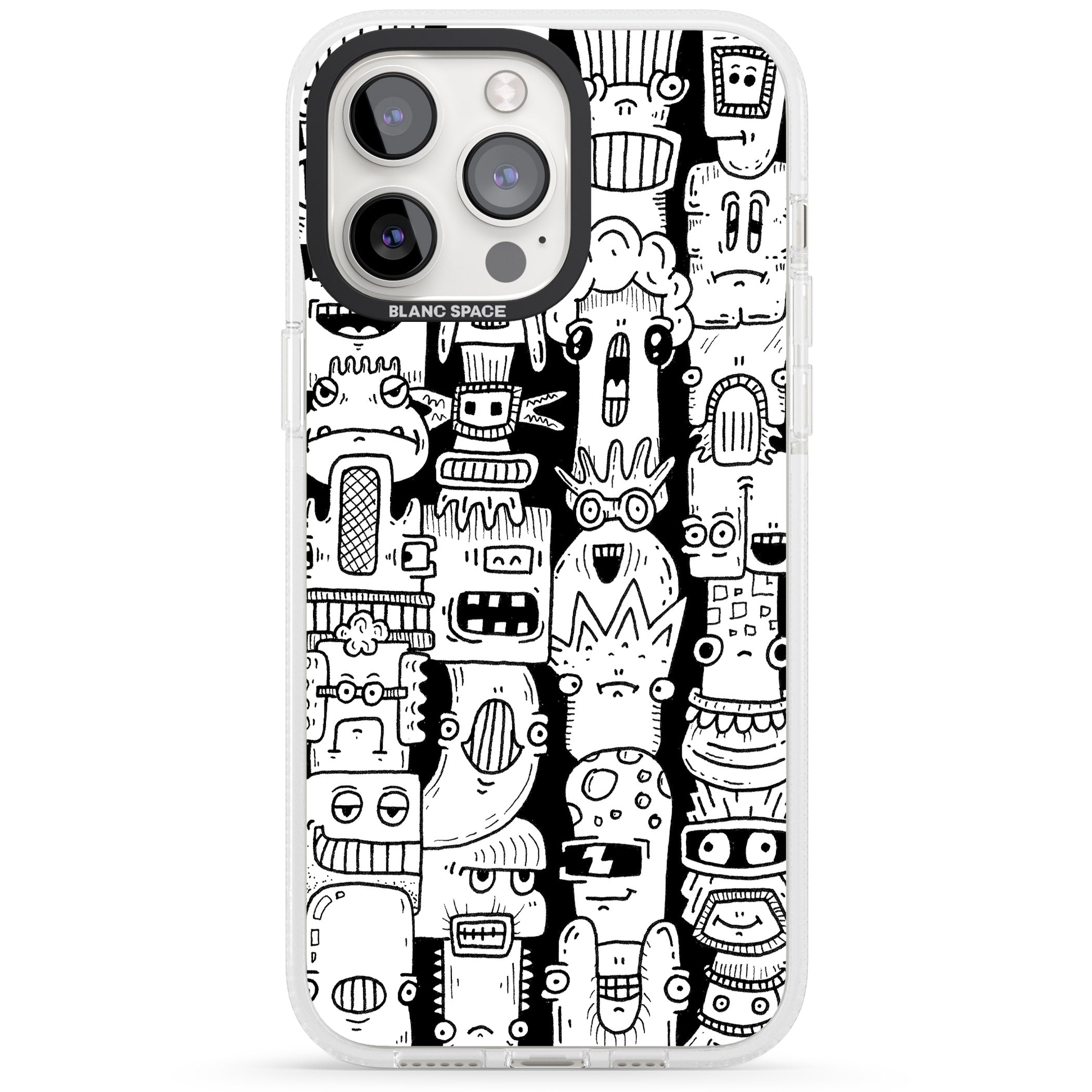 Monochrome Heads iPhone 15 Pro Max / 15 Pro / 14 Pro Max / 14 Pro / 13 Pro Clear Case Impact Air - Blanc Space