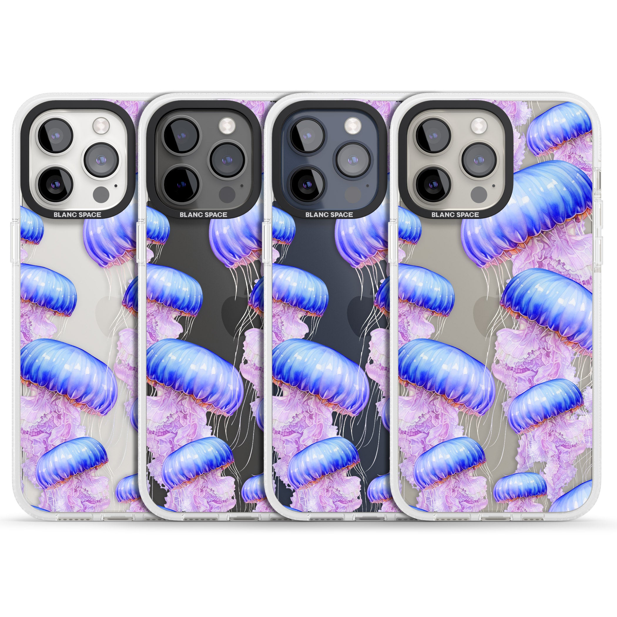 Jellyfish iPhone 15 Pro Max / 15 Pro / 14 Pro Max / 14 Pro / 13 Pro Clear Case Impact Air - Blanc Space