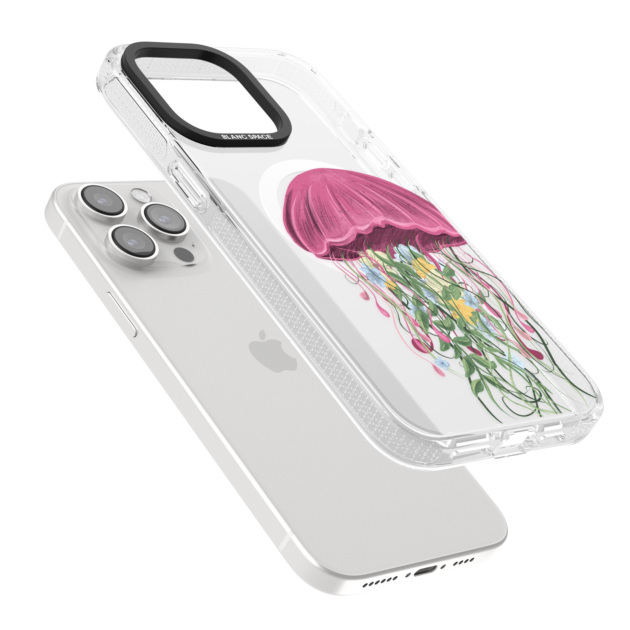 Botanical Jellyfish iPhone 15 Pro Max / 15 Pro / 14 Pro Max / 14 Pro / 13 Pro Clear Case Impact Air - Blanc Space