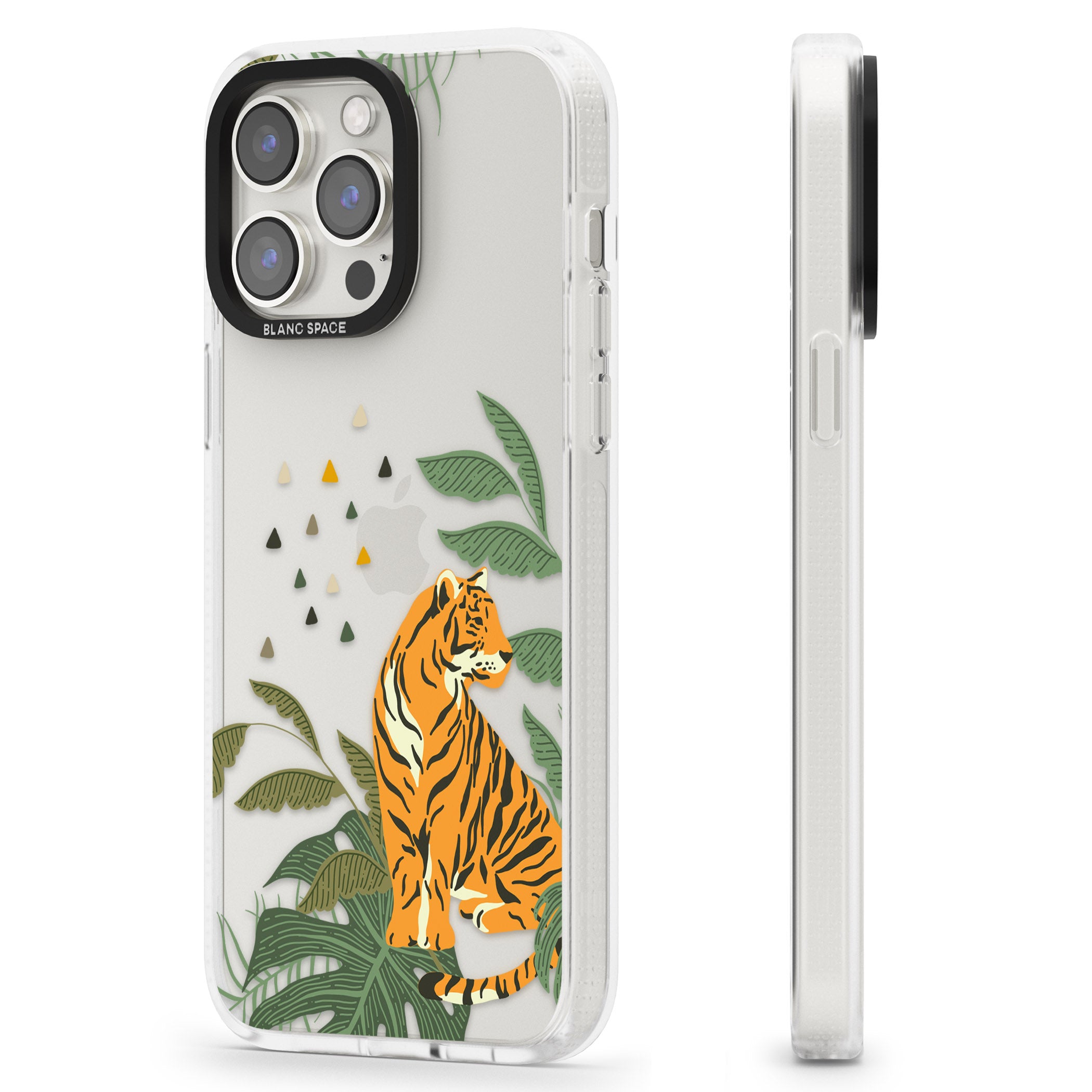 Large Tiger Clear Jungle Cat Pattern iPhone 15 Pro Max / 15 Pro / 14 Pro Max / 14 Pro / 13 Pro Clear Case Impact Air - Blanc Space