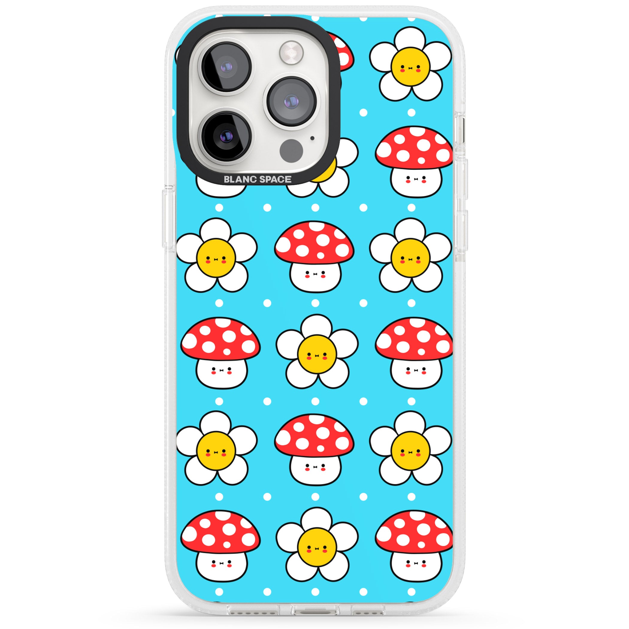 Shroom Bunnies Kawaii Pattern iPhone 15 Pro Max / 15 Pro / 14 Pro Max / 14 Pro / 13 Pro Clear Case Impact Air - Blanc Space