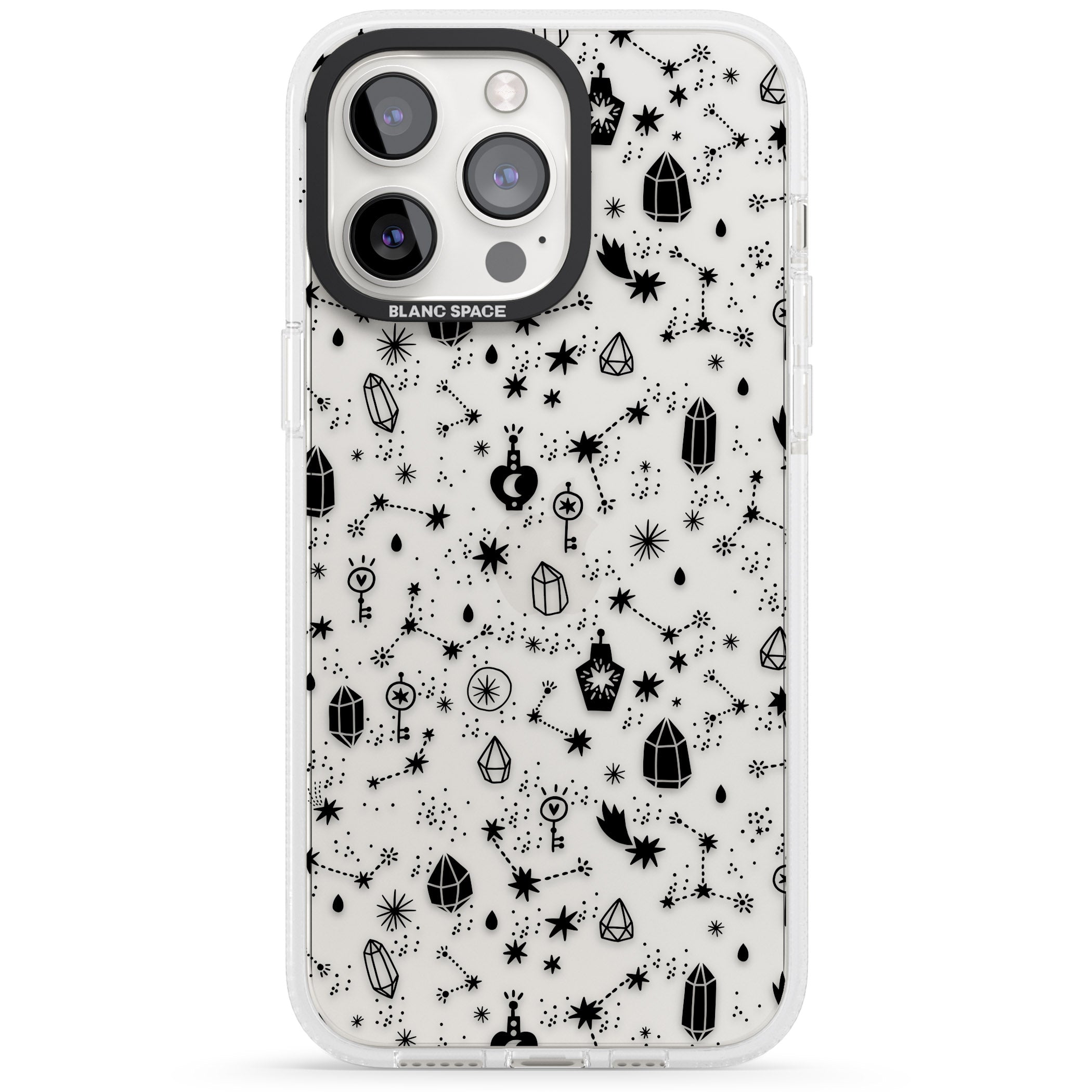 Black Magic iPhone 15 Pro Max / 15 Pro / 14 Pro Max / 14 Pro / 13 Pro Clear Case Impact Air - Blanc Space