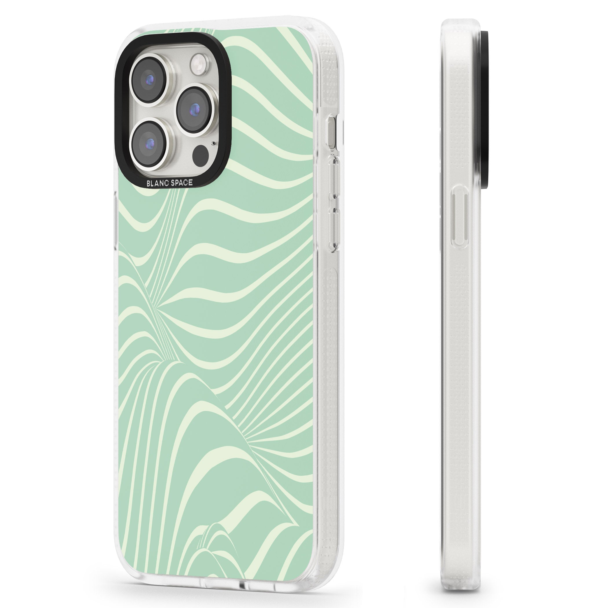 Mint Green Distorted Line iPhone 15 Pro Max / 15 Pro / 14 Pro Max / 14 Pro / 13 Pro Clear Case Impact Air - Blanc Space