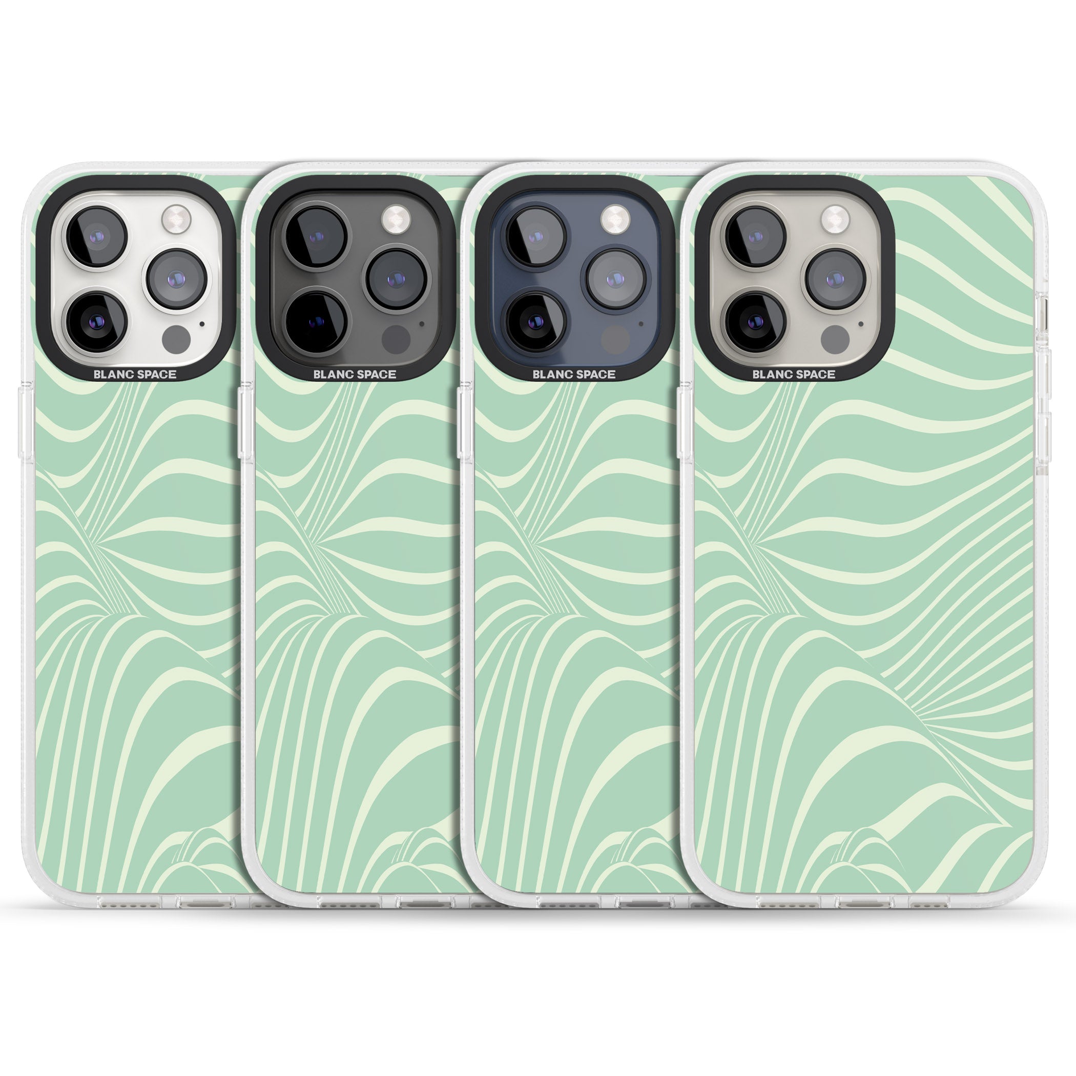 Mint Green Distorted Line iPhone 15 Pro Max / 15 Pro / 14 Pro Max / 14 Pro / 13 Pro Clear Case Impact Air - Blanc Space