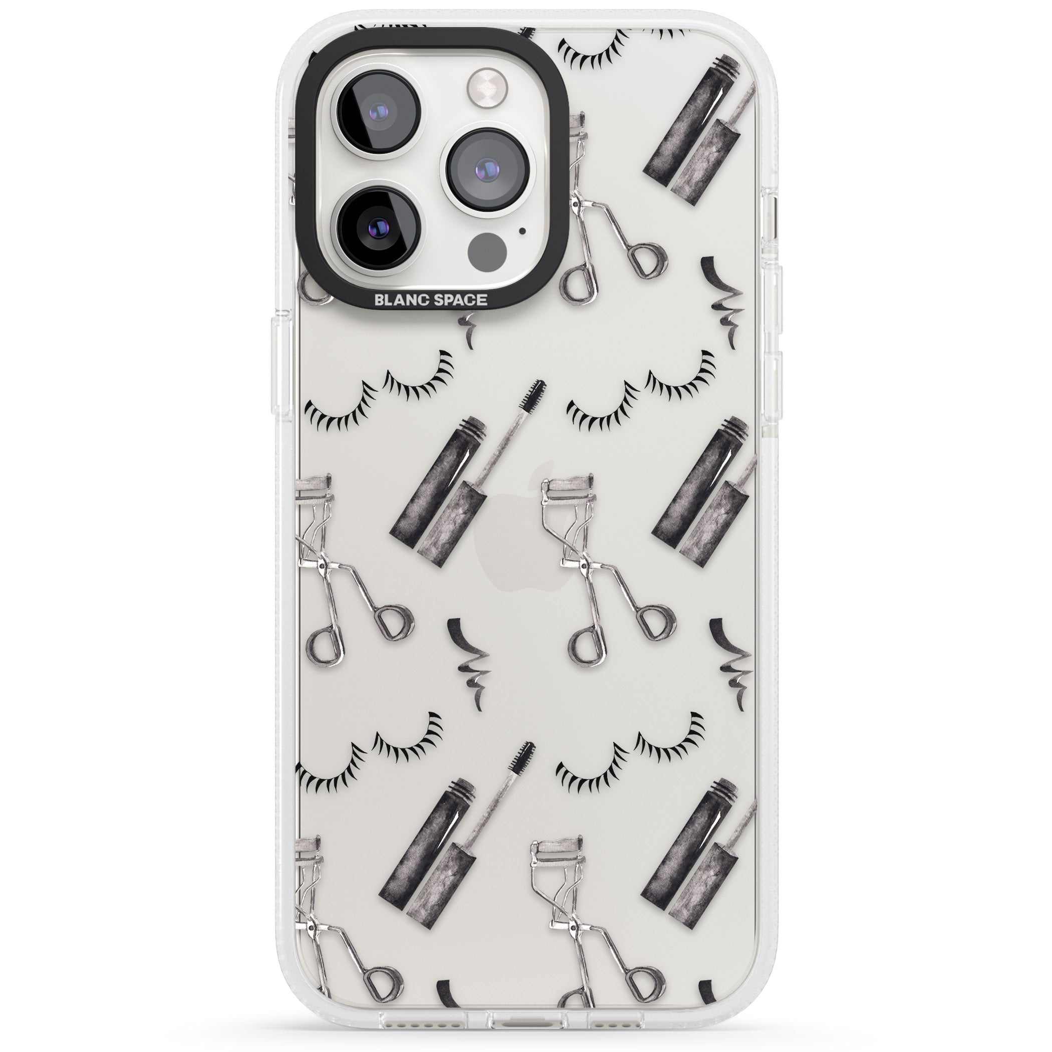 Eyelash Makeup Pattern iPhone 15 Pro Max / 15 Pro / 14 Pro Max / 14 Pro / 13 Pro Clear Case Impact Air - Blanc Space