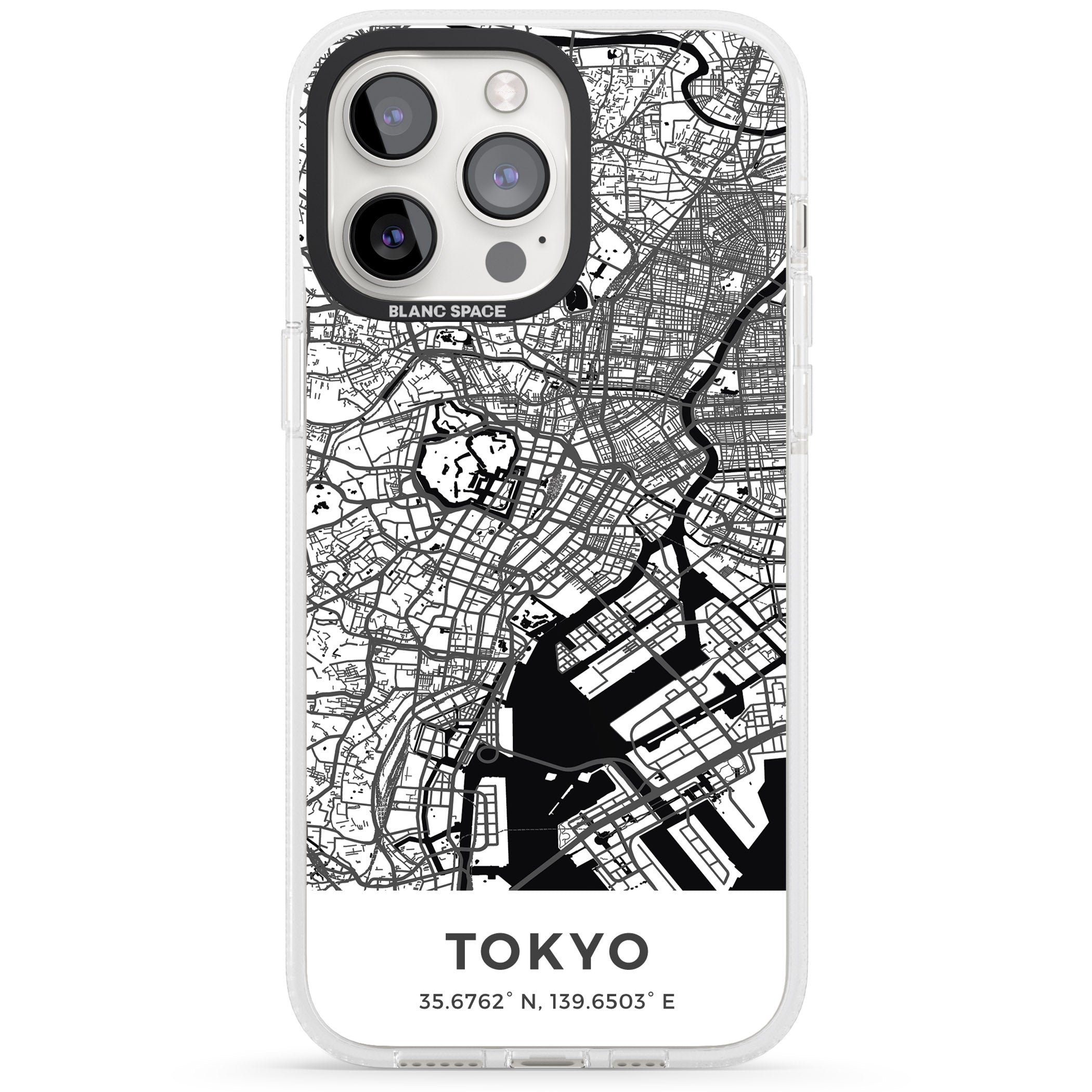 Map of Tokyo, Japan iPhone 15 Pro Max / 15 Pro / 14 Pro Max / 14 Pro / 13 Pro Clear Case Impact Air - Blanc Space