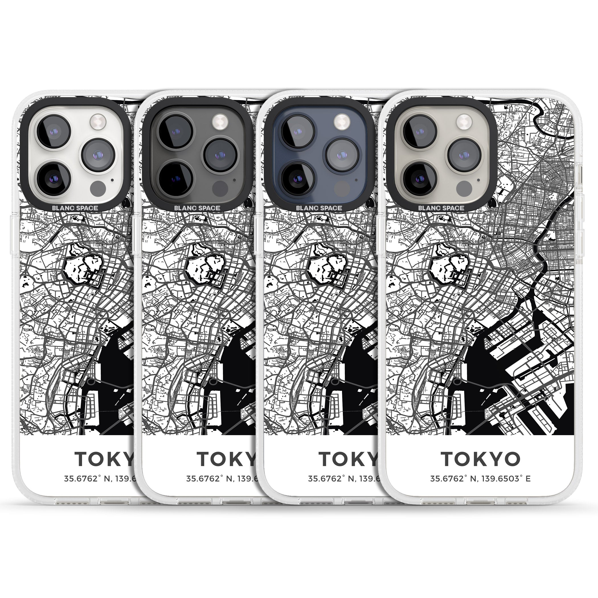 Map of Tokyo, Japan iPhone 15 Pro Max / 15 Pro / 14 Pro Max / 14 Pro / 13 Pro Clear Case Impact Air - Blanc Space