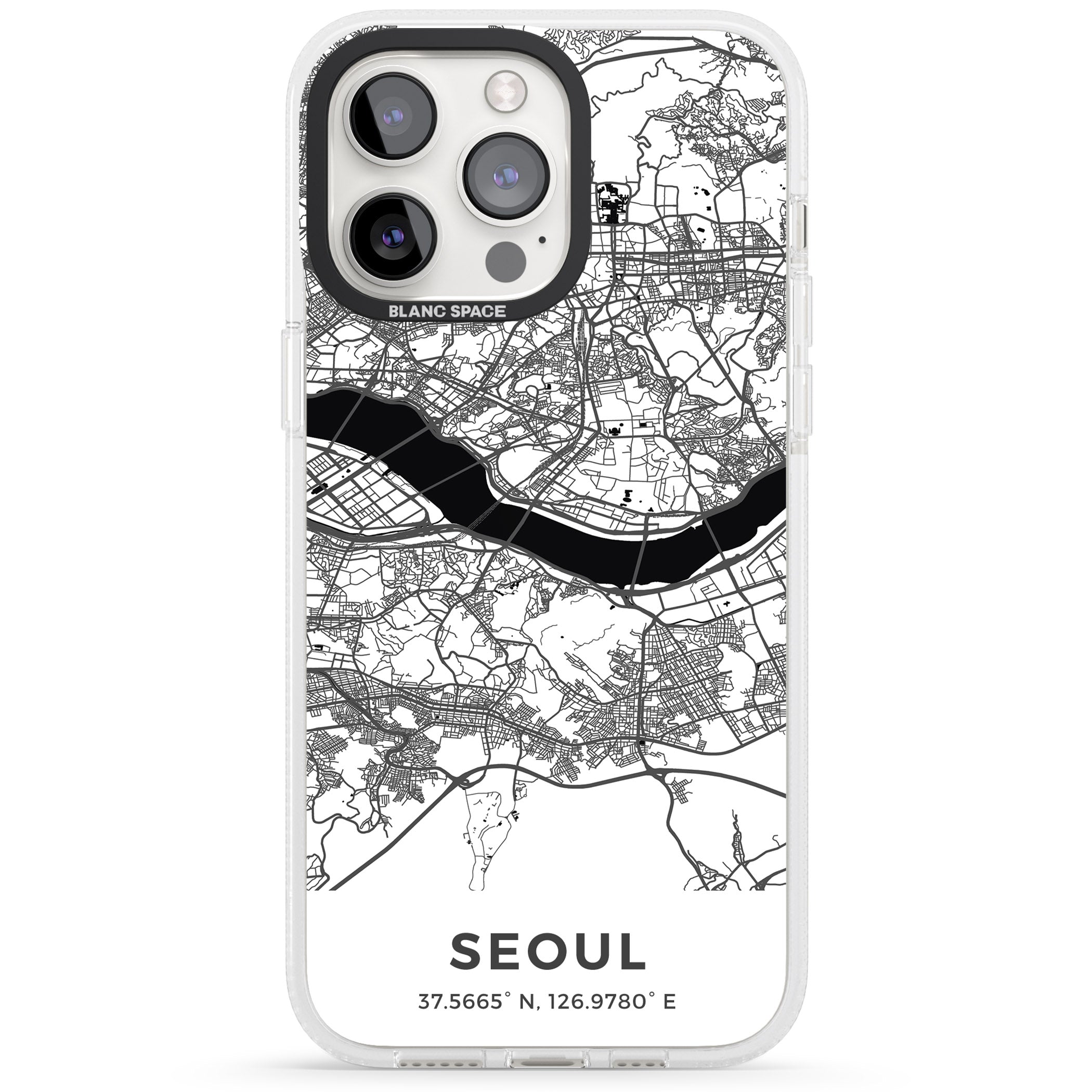 Map of Seoul, South Korea iPhone 15 Pro Max / 15 Pro / 14 Pro Max / 14 Pro / 13 Pro Clear Case Impact Air - Blanc Space