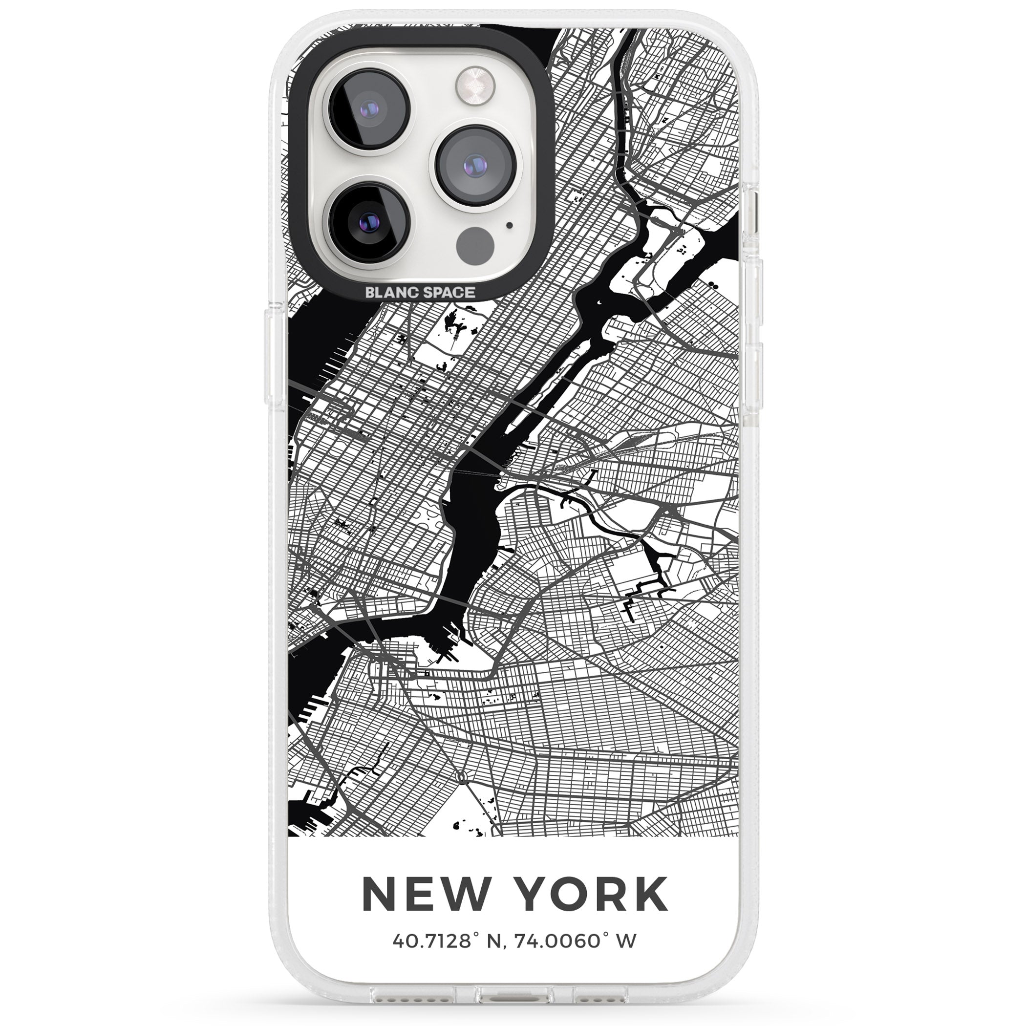 Map of New York, New York iPhone 15 Pro Max / 15 Pro / 14 Pro Max / 14 Pro / 13 Pro Clear Case Impact Air - Blanc Space