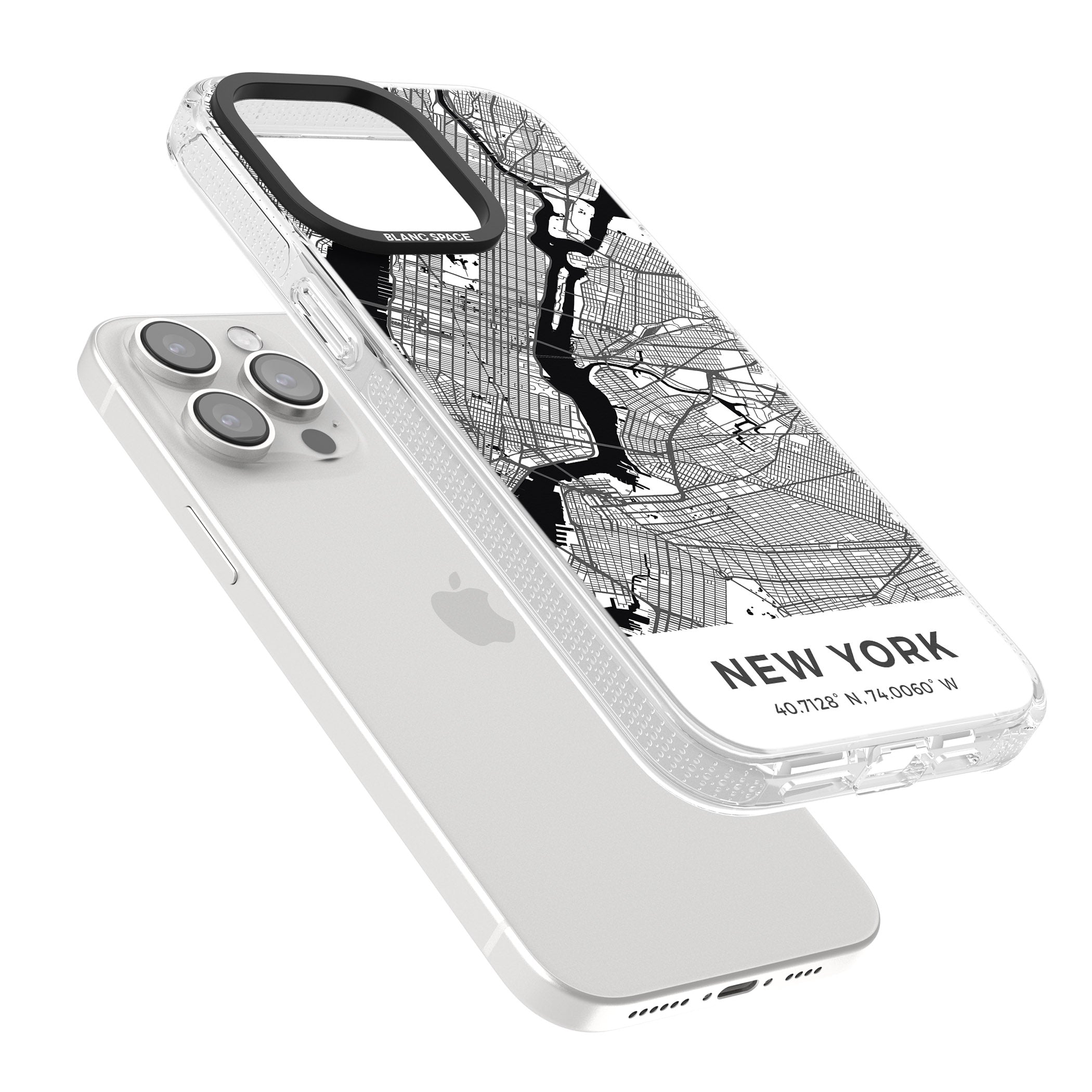Map of New York, New York iPhone 15 Pro Max / 15 Pro / 14 Pro Max / 14 Pro / 13 Pro Clear Case Impact Air - Blanc Space