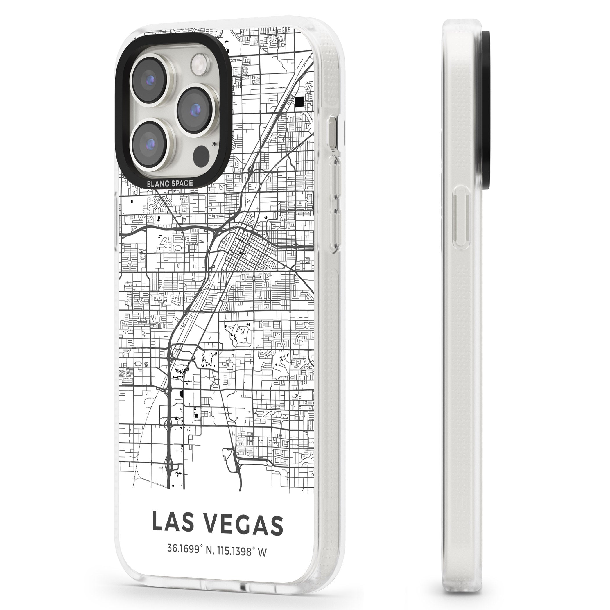 Map of Las Vegas, Nevada iPhone 15 Pro Max / 15 Pro / 14 Pro Max / 14 Pro / 13 Pro Clear Case Impact Air - Blanc Space
