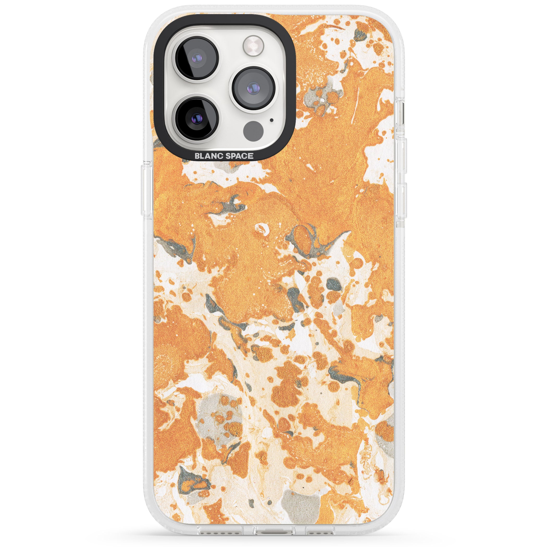 Orange Marbled Paper Pattern iPhone 15 Pro Max / 15 Pro / 14 Pro Max / 14 Pro / 13 Pro Clear Case Impact Air - Blanc Space