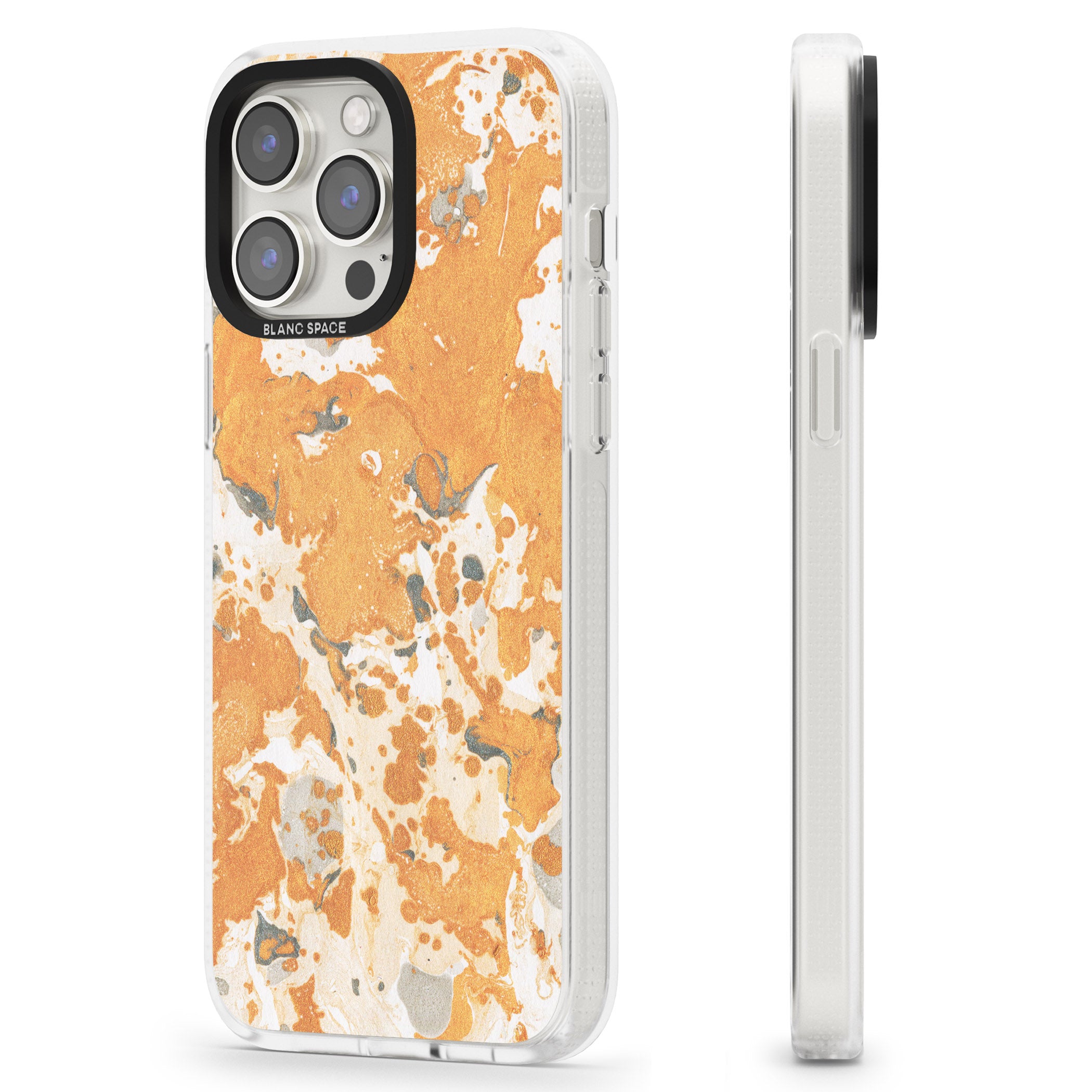 Orange Marbled Paper Pattern iPhone 15 Pro Max / 15 Pro / 14 Pro Max / 14 Pro / 13 Pro Clear Case Impact Air - Blanc Space