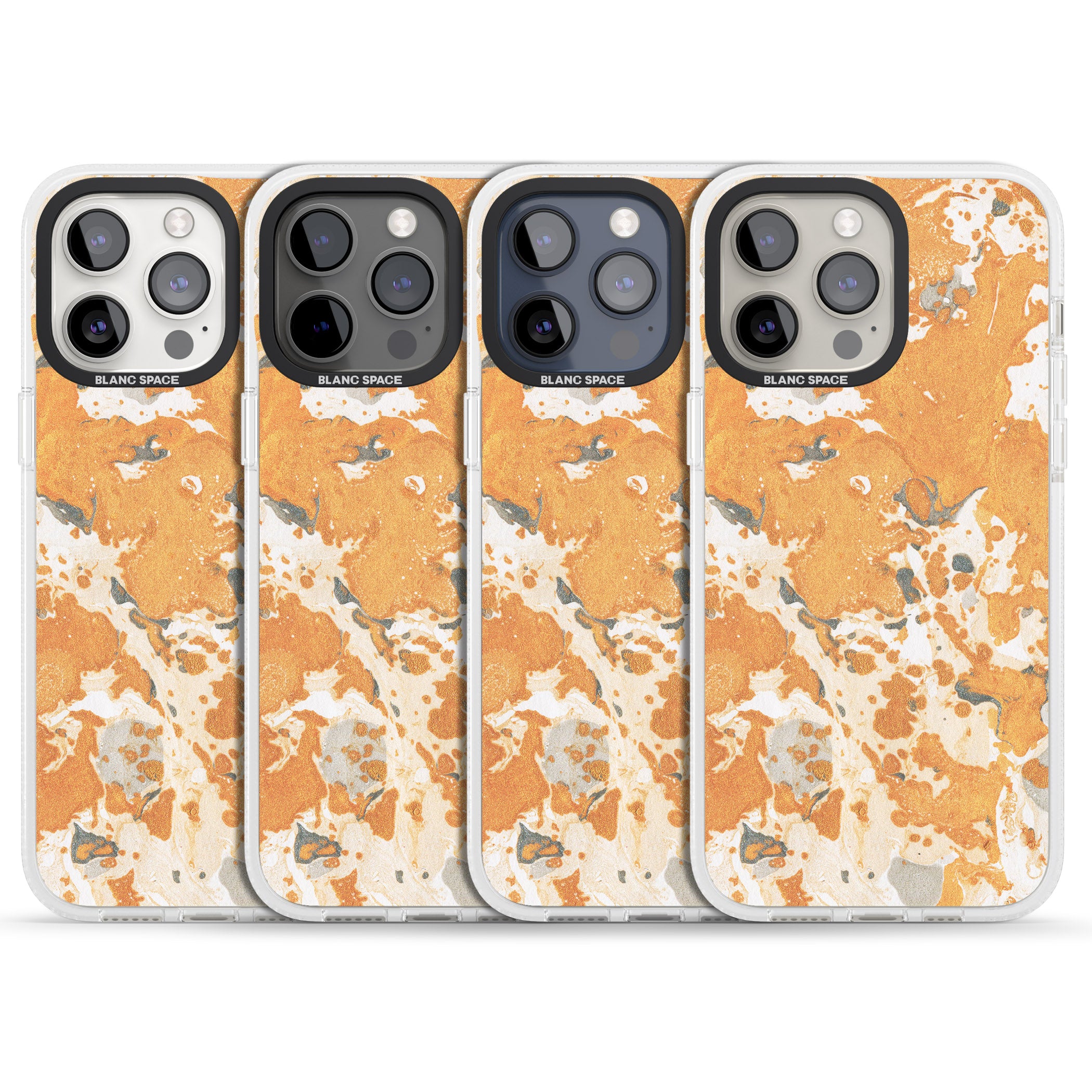 Orange Marbled Paper Pattern iPhone 15 Pro Max / 15 Pro / 14 Pro Max / 14 Pro / 13 Pro Clear Case Impact Air - Blanc Space