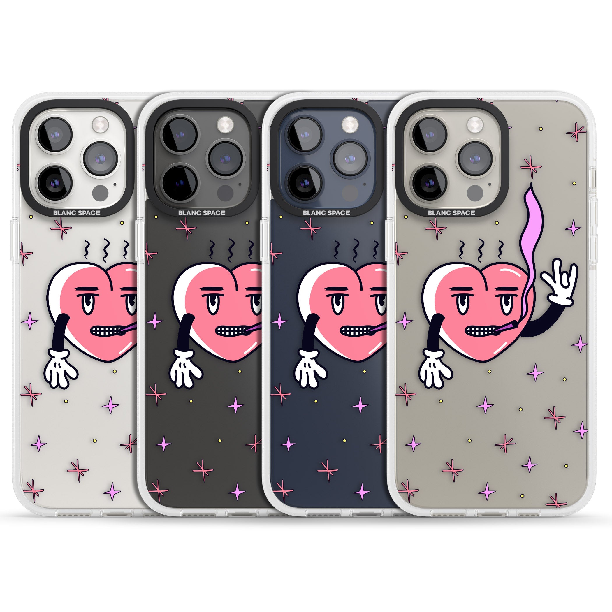 Rock n Roll Heart (Clear) iPhone 15 Pro Max / 15 Pro / 14 Pro Max / 14 Pro / 13 Pro Clear Case Impact Air - Blanc Space