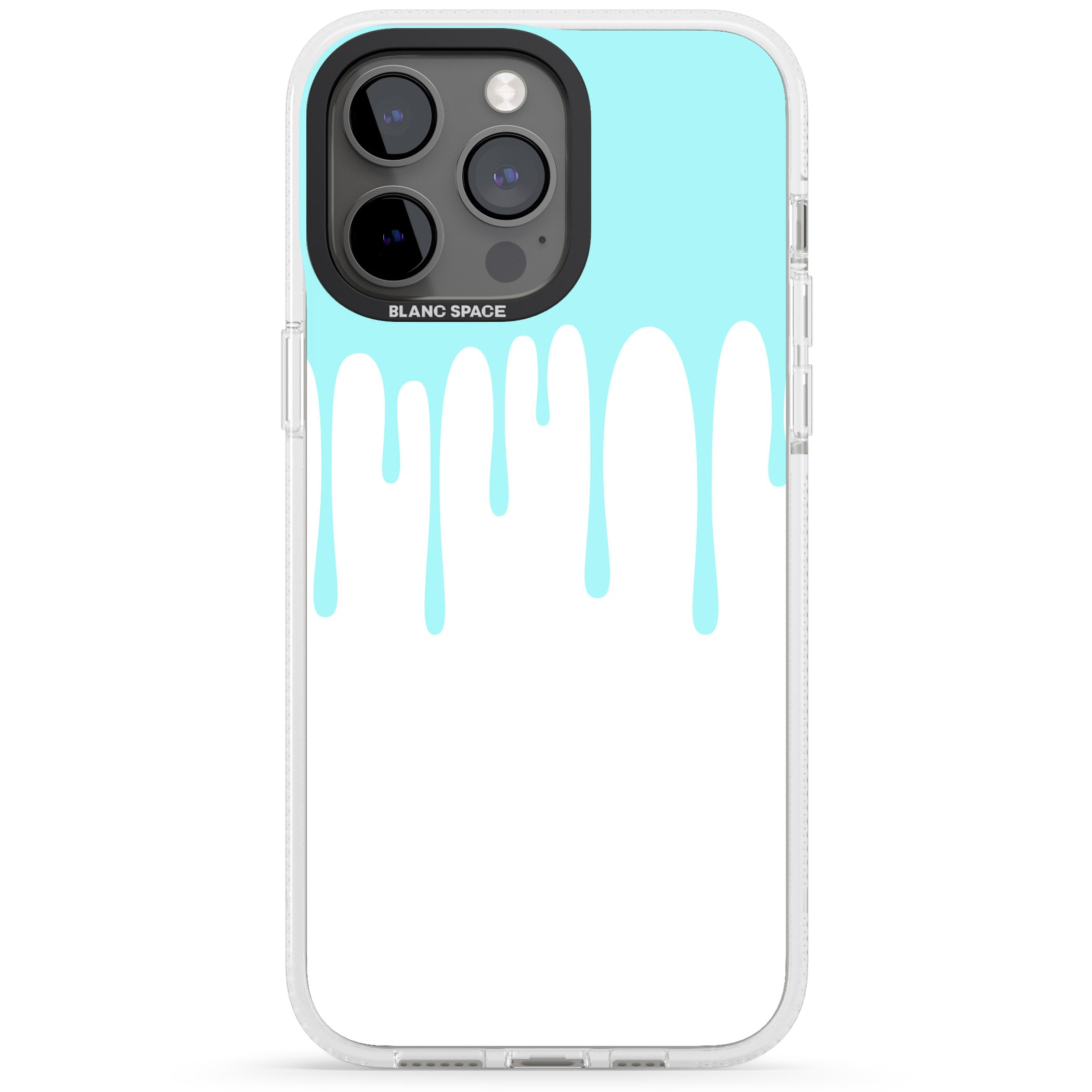 Melted Effect: Teal & White iPhone 15 Pro Max / 15 Pro / 14 Pro Max / 14 Pro / 13 Pro Clear Case Impact Air - Blanc Space