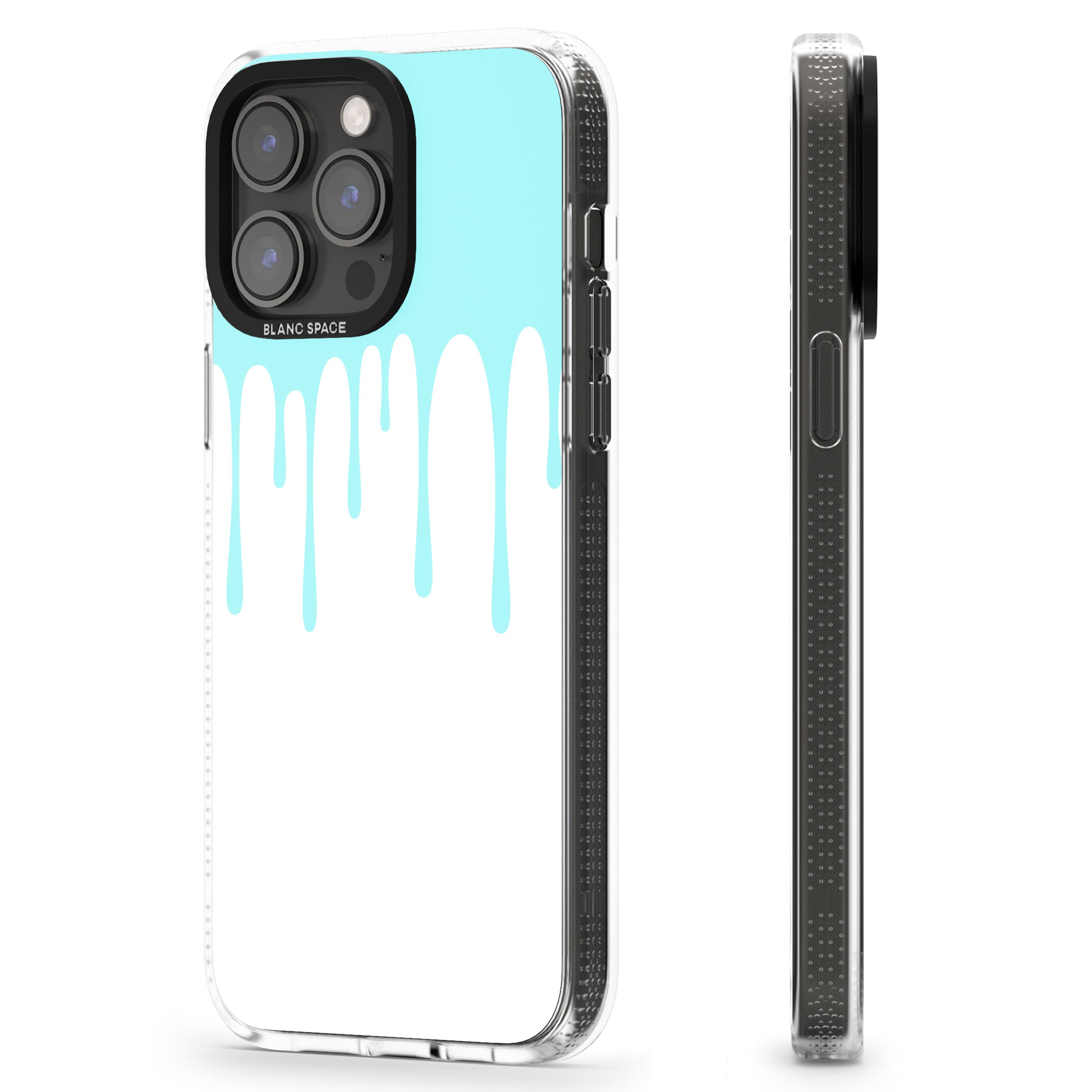 Melted Effect: Teal & White iPhone 15 Pro Max / 15 Pro / 14 Pro Max / 14 Pro / 13 Pro Clear Case Impact Air - Blanc Space