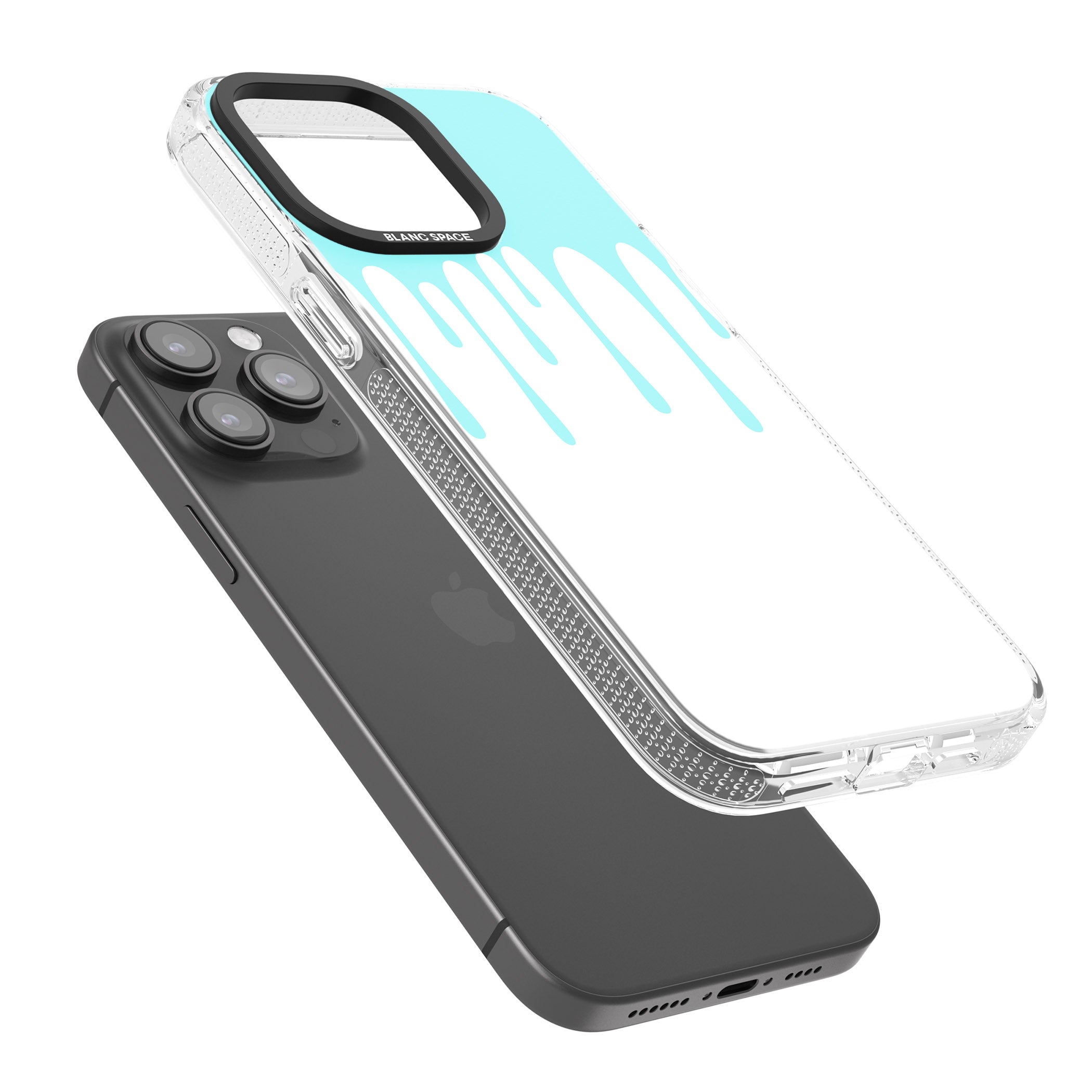 Melted Effect: Teal & White iPhone 15 Pro Max / 15 Pro / 14 Pro Max / 14 Pro / 13 Pro Clear Case Impact Air - Blanc Space