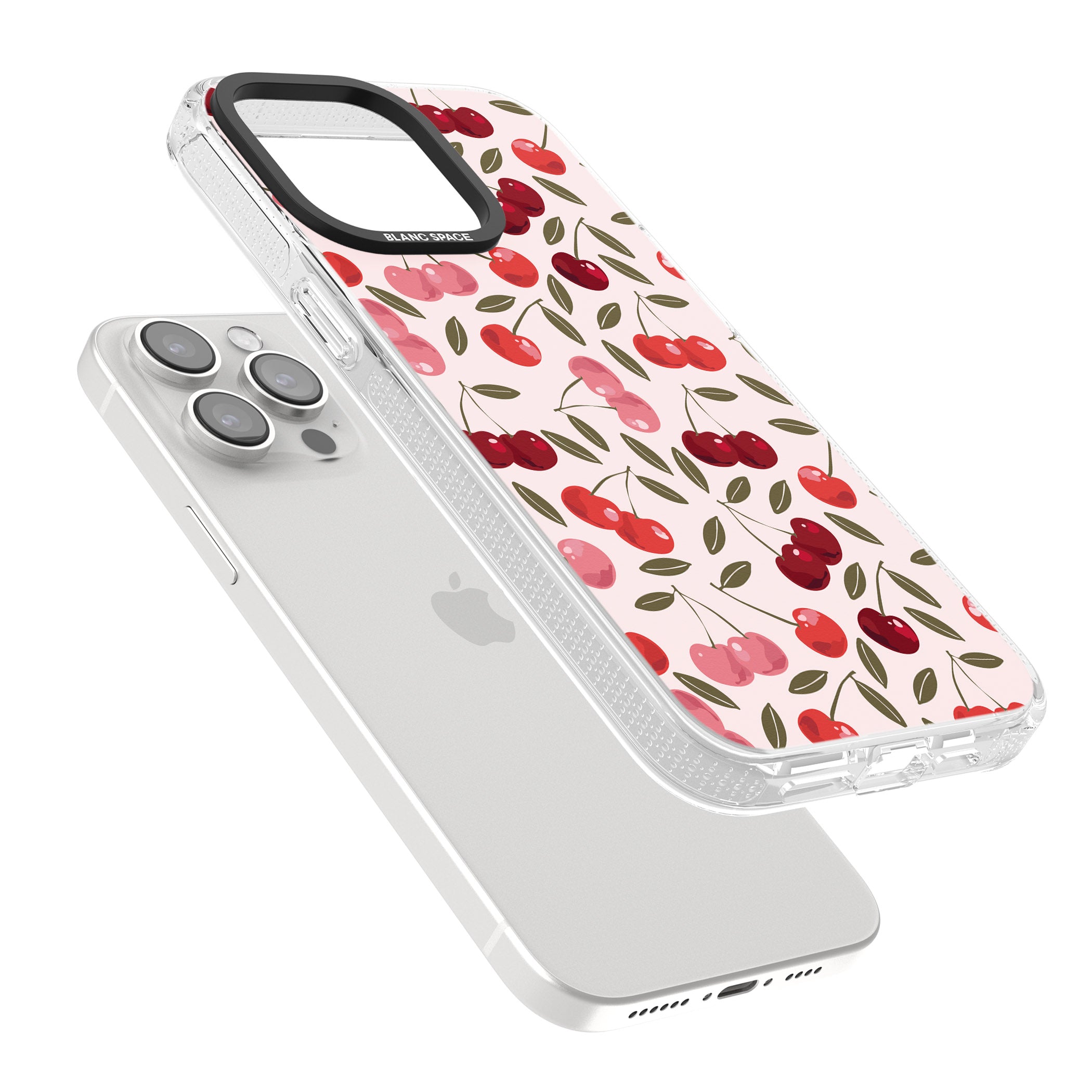Fruity & Fun Patterns Cherries iPhone 15 Pro Max / 15 Pro / 14 Pro Max / 14 Pro / 13 Pro Clear Case Impact Air - Blanc Space