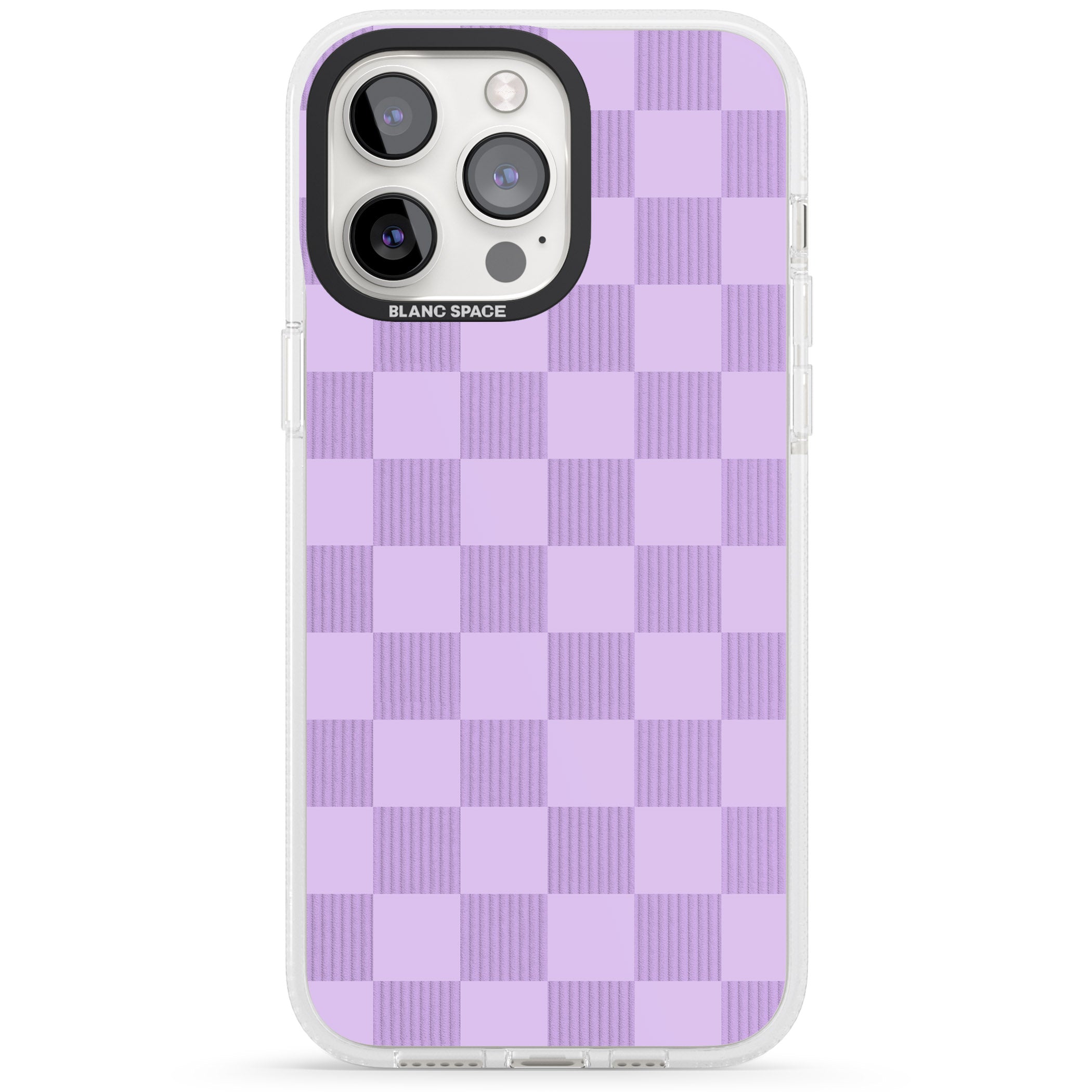 LILAC CHECKERED iPhone 15 Pro Max / 15 Pro / 14 Pro Max / 14 Pro / 13 Pro Clear Case Impact Air - Blanc Space