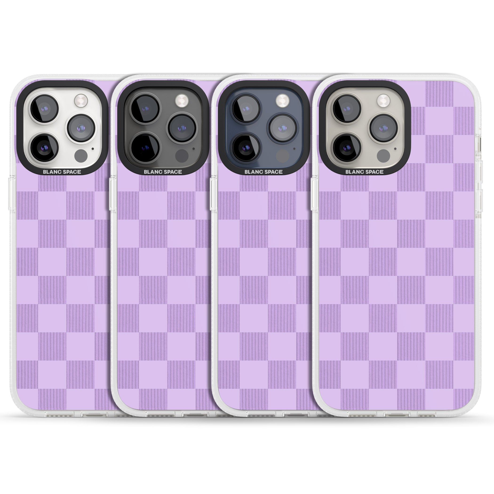 LILAC CHECKERED iPhone 15 Pro Max / 15 Pro / 14 Pro Max / 14 Pro / 13 Pro Clear Case Impact Air - Blanc Space