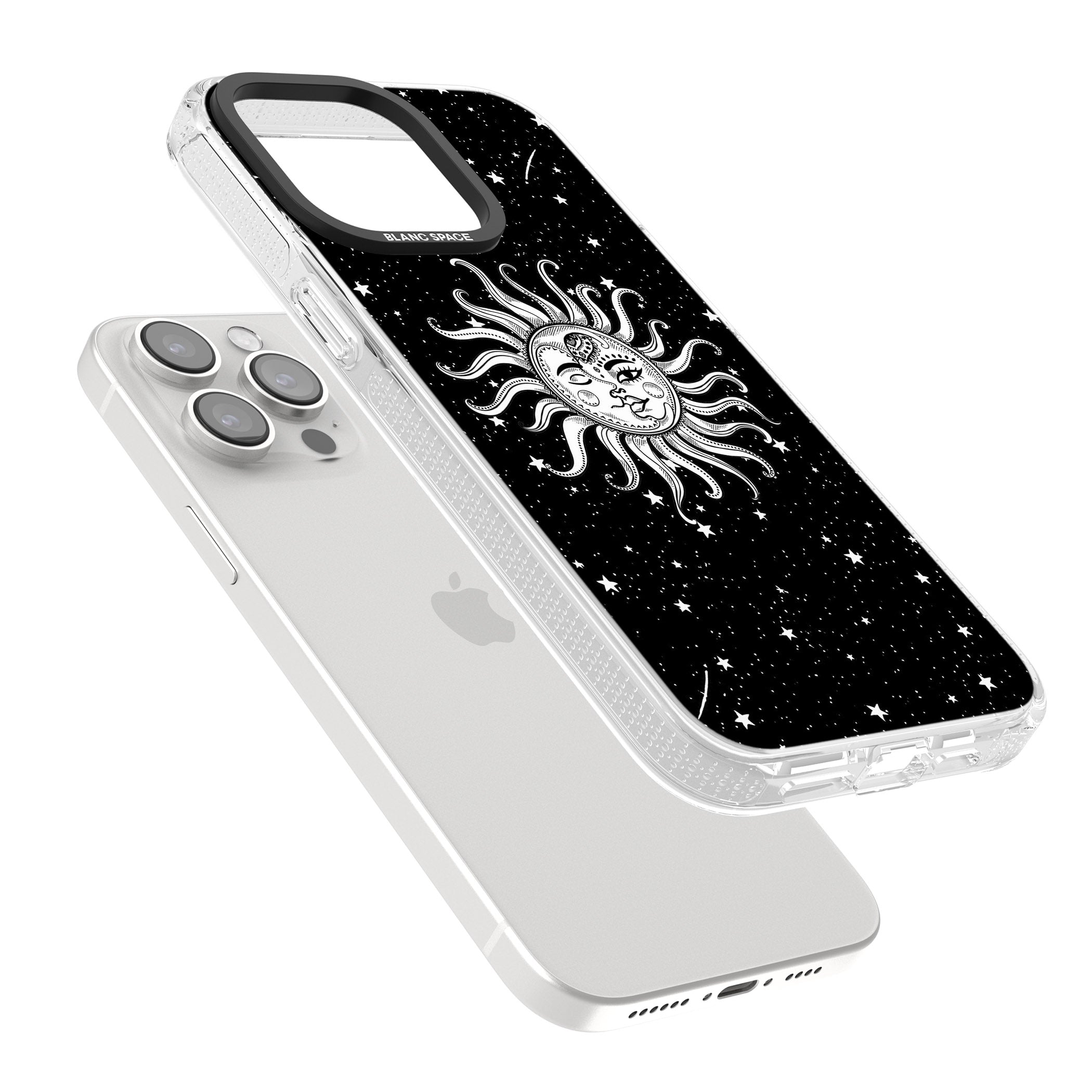Mystic Sun Moon iPhone 15 Pro Max / 15 Pro / 14 Pro Max / 14 Pro / 13 Pro Clear Case Impact Air - Blanc Space