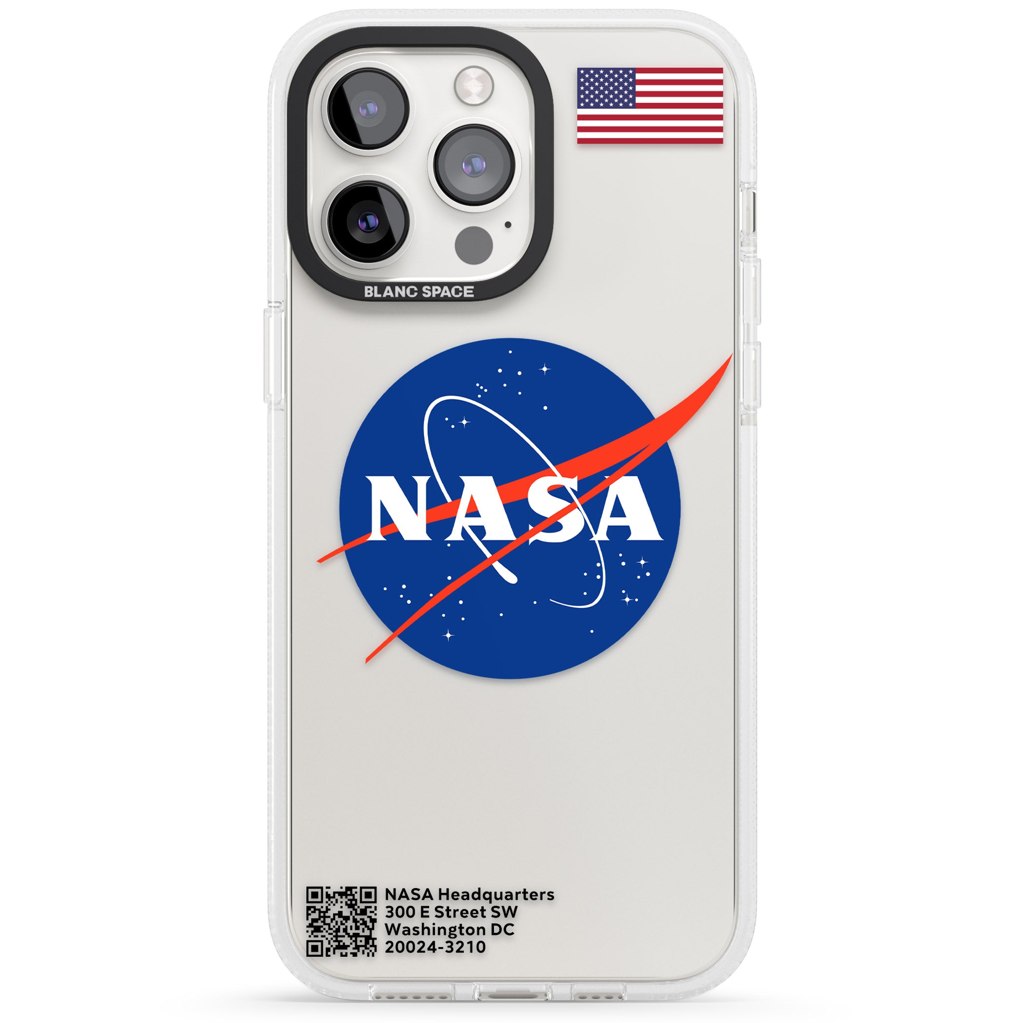 NASA Meatball iPhone 15 Pro Max / 15 Pro / 14 Pro Max / 14 Pro / 13 Pro Clear Case Impact Air - Blanc Space