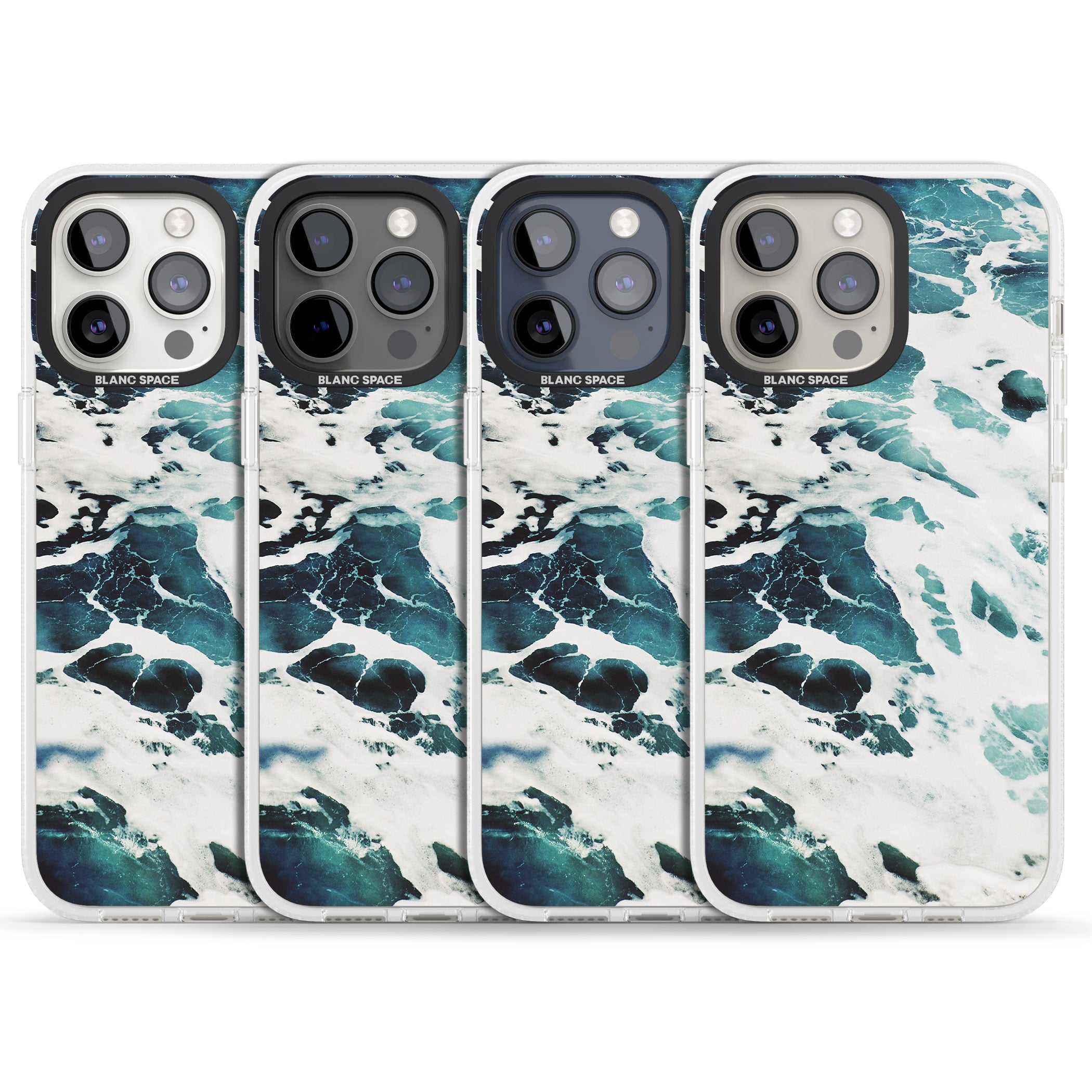 Ocean Waves Photograph iPhone 15 Pro Max / 15 Pro / 14 Pro Max / 14 Pro / 13 Pro Clear Case Impact Air - Blanc Space