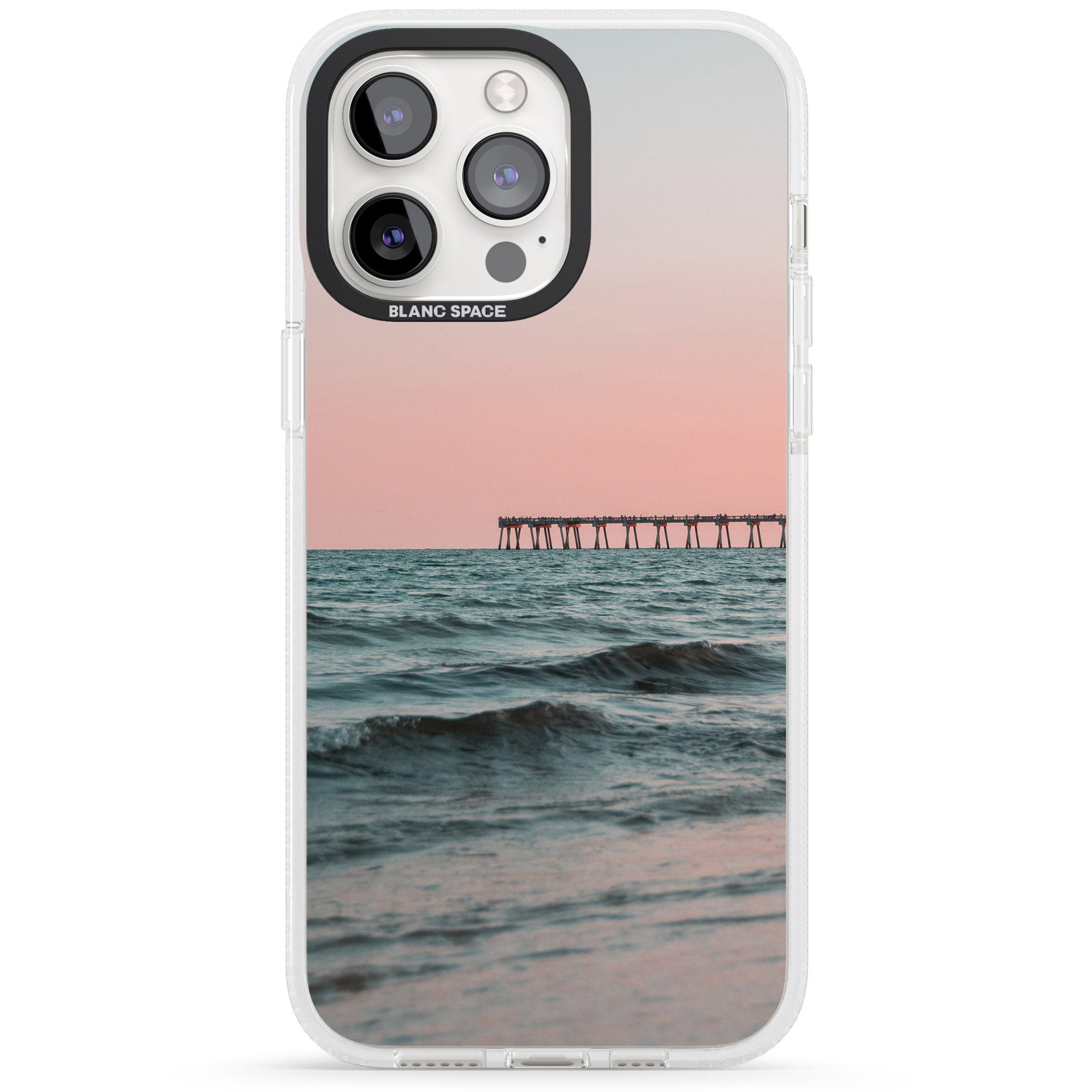 Beach Pier Photograph iPhone 15 Pro Max / 15 Pro / 14 Pro Max / 14 Pro / 13 Pro Clear Case Impact Air - Blanc Space
