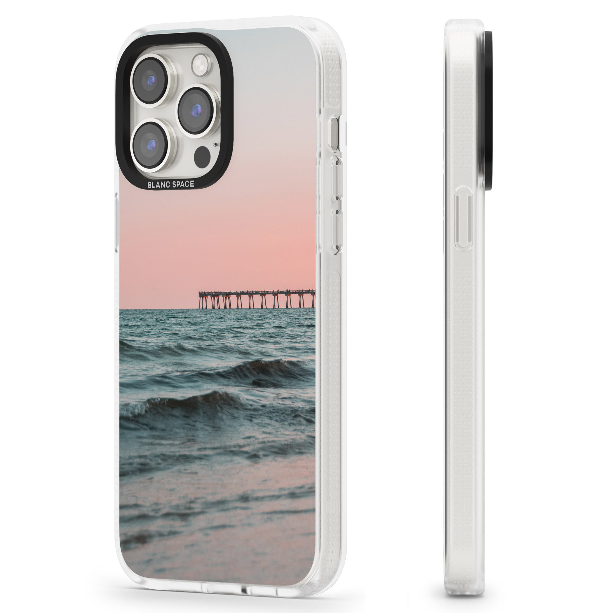 Beach Pier Photograph iPhone 15 Pro Max / 15 Pro / 14 Pro Max / 14 Pro / 13 Pro Clear Case Impact Air - Blanc Space