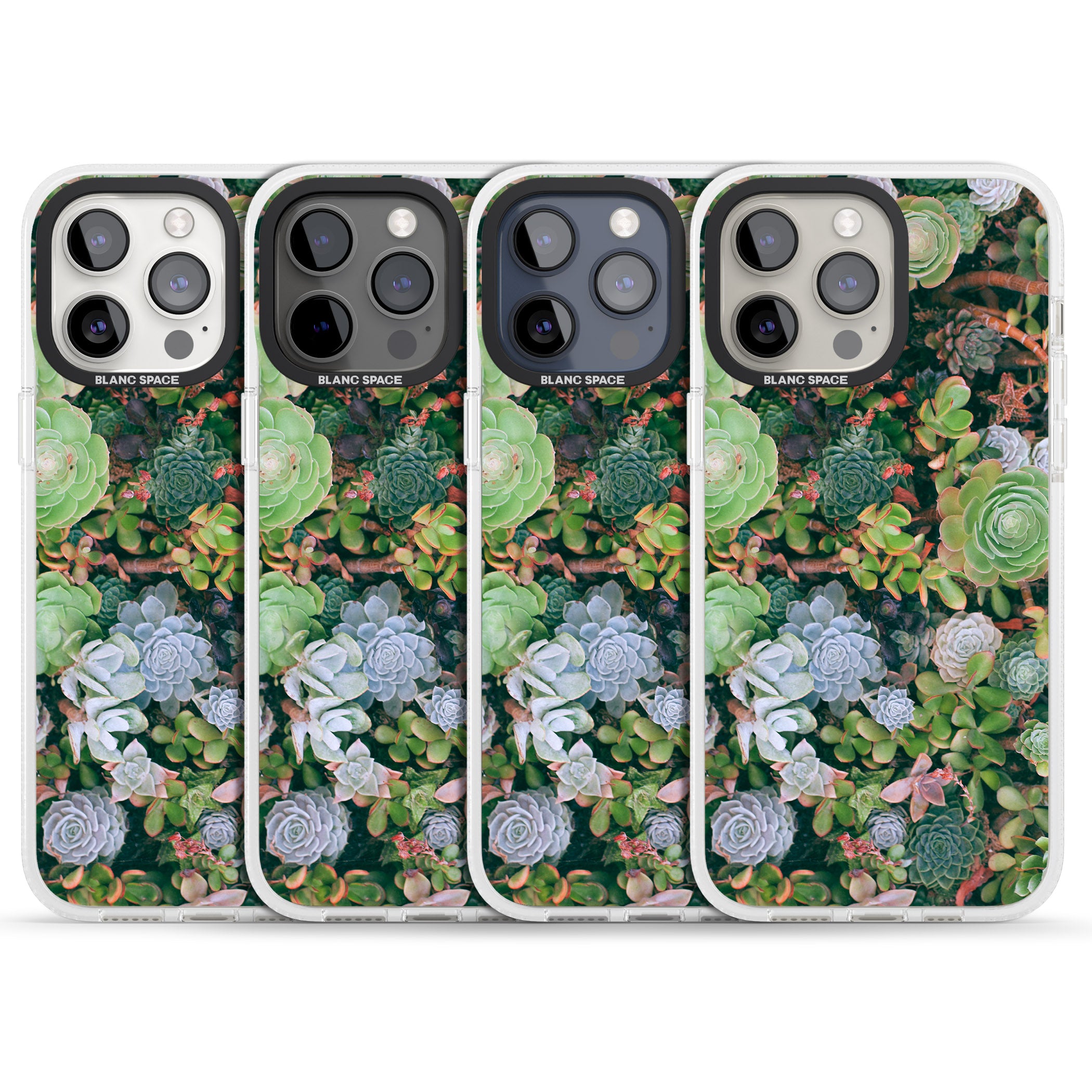 Colourful Succulents Photograph iPhone 15 Pro Max / 15 Pro / 14 Pro Max / 14 Pro / 13 Pro Clear Case Impact Air - Blanc Space