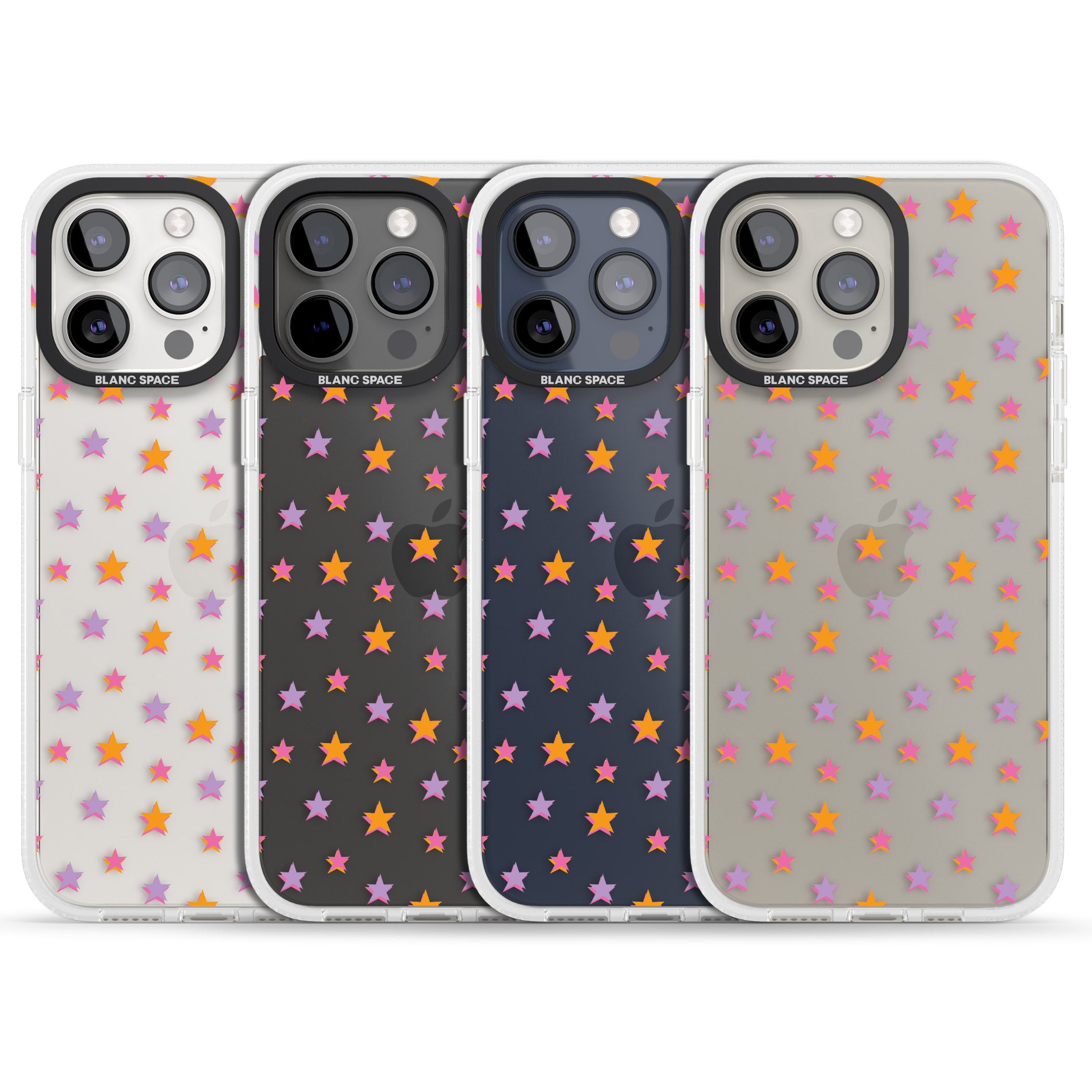 Spangling Stars Pattern iPhone 15 Pro Max / 15 Pro / 14 Pro Max / 14 Pro / 13 Pro Clear Case Impact Air - Blanc Space