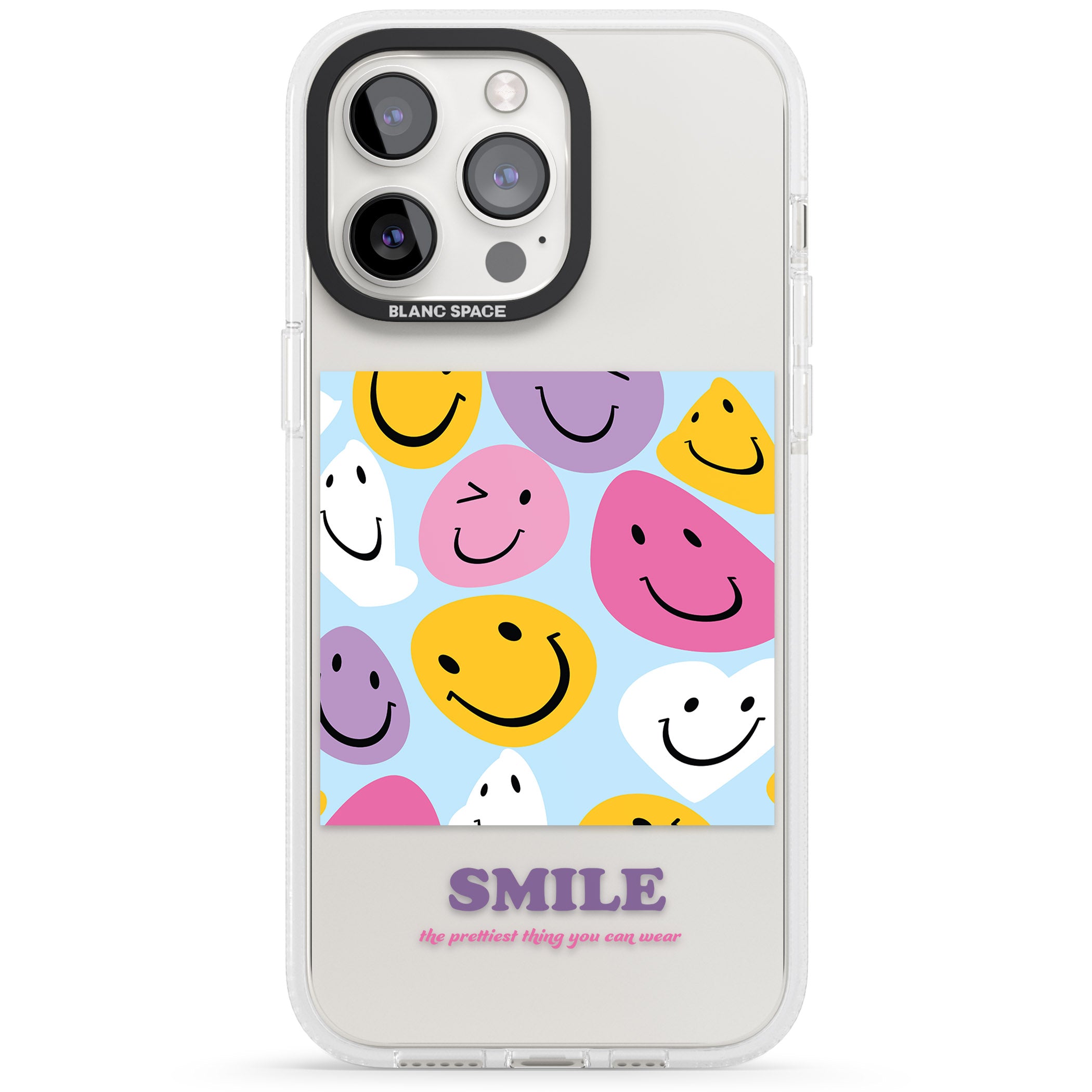 A Smile iPhone 15 Pro Max / 15 Pro / 14 Pro Max / 14 Pro / 13 Pro Clear Case Impact Air - Blanc Space