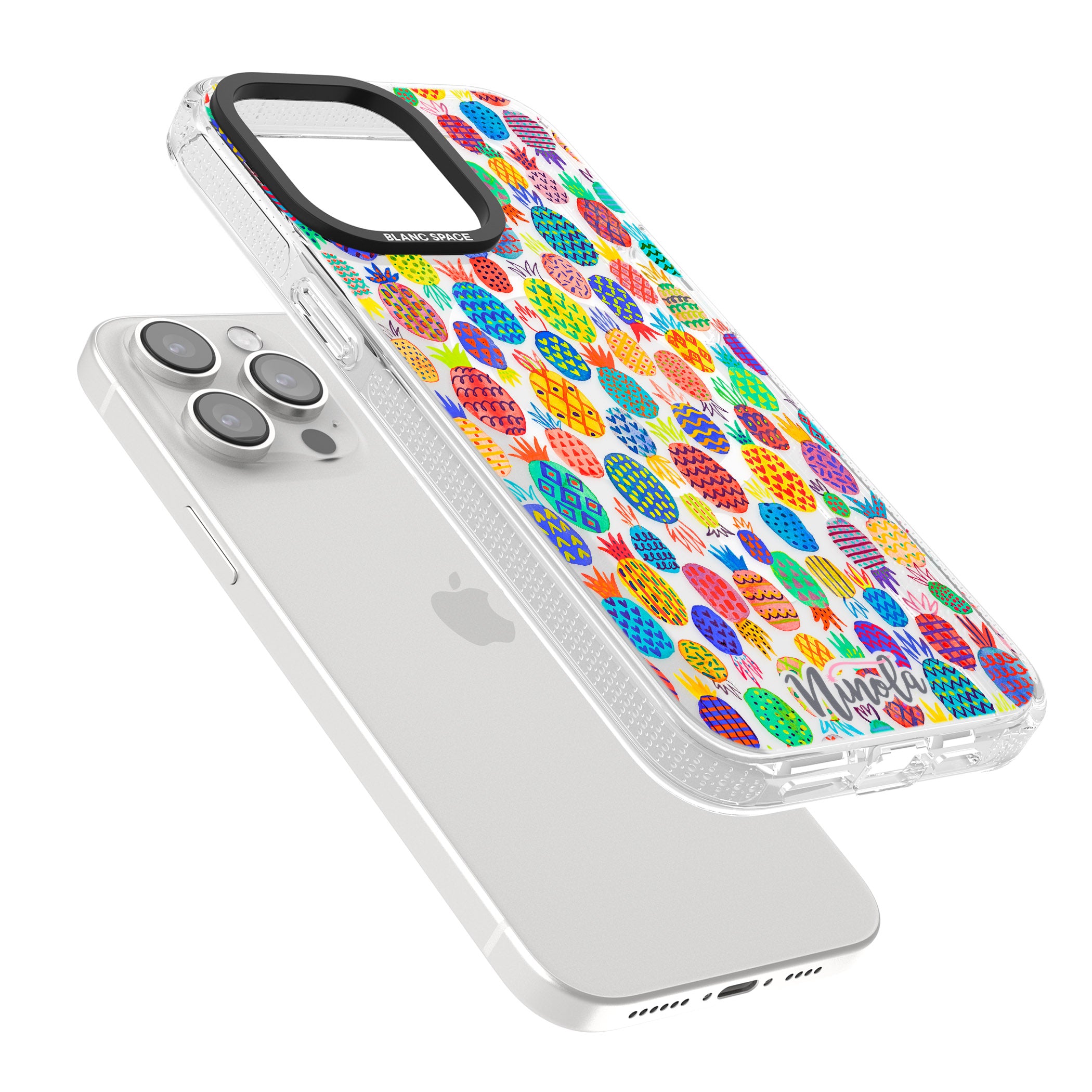 Cute Pineapples iPhone 15 Pro Max / 15 Pro / 14 Pro Max / 14 Pro / 13 Pro Clear Case Impact Air - Blanc Space