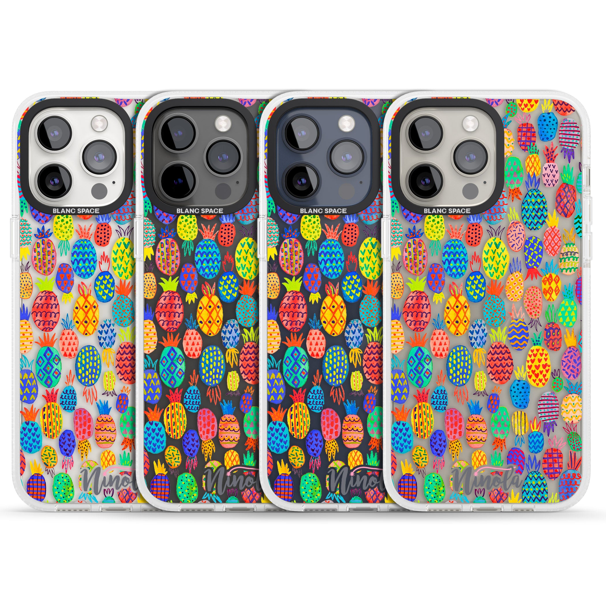 Cute Pineapples iPhone 15 Pro Max / 15 Pro / 14 Pro Max / 14 Pro / 13 Pro Clear Case Impact Air - Blanc Space