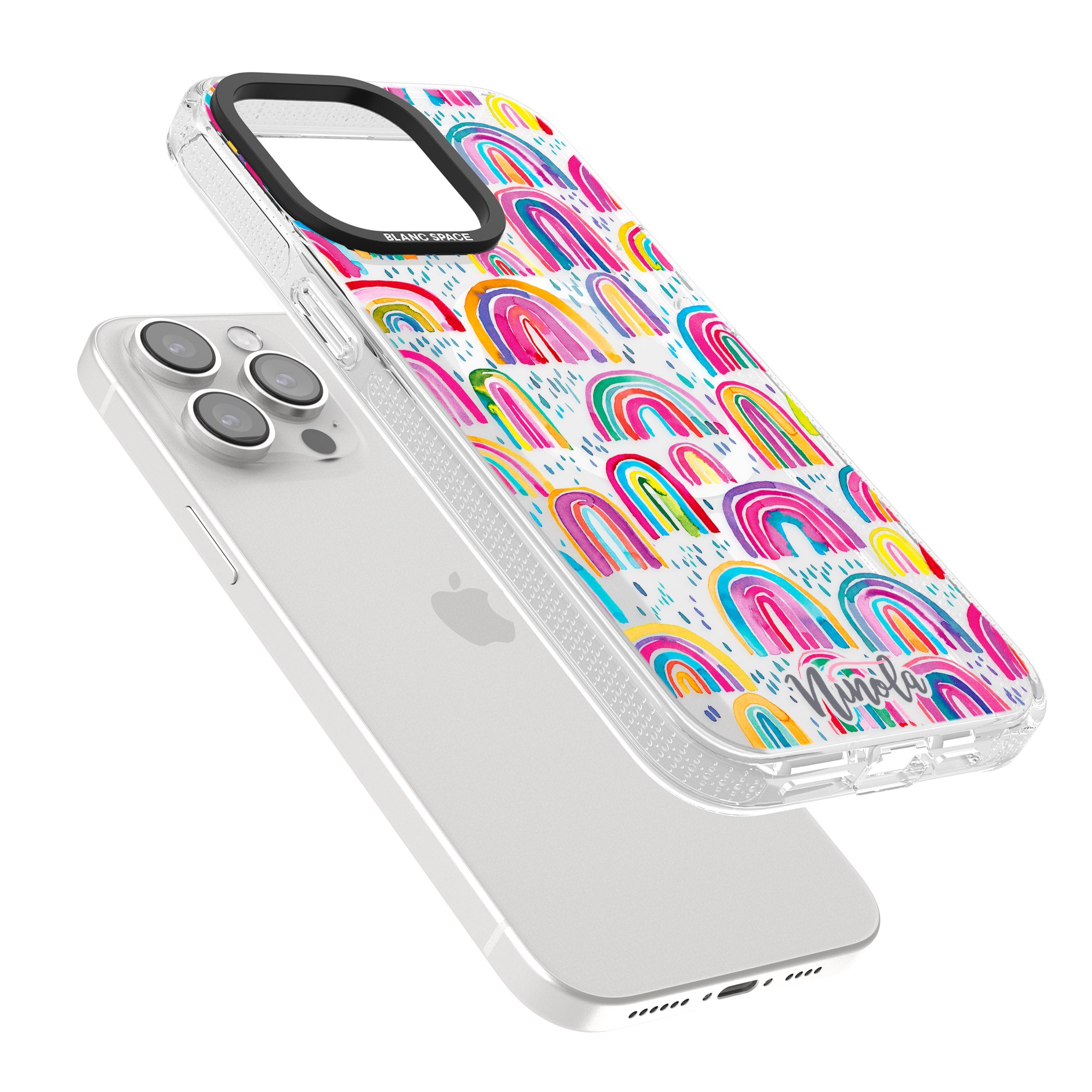 Cute Watercolor Rainbows iPhone 15 Pro Max / 15 Pro / 14 Pro Max / 14 Pro / 13 Pro Clear Case Impact Air - Blanc Space