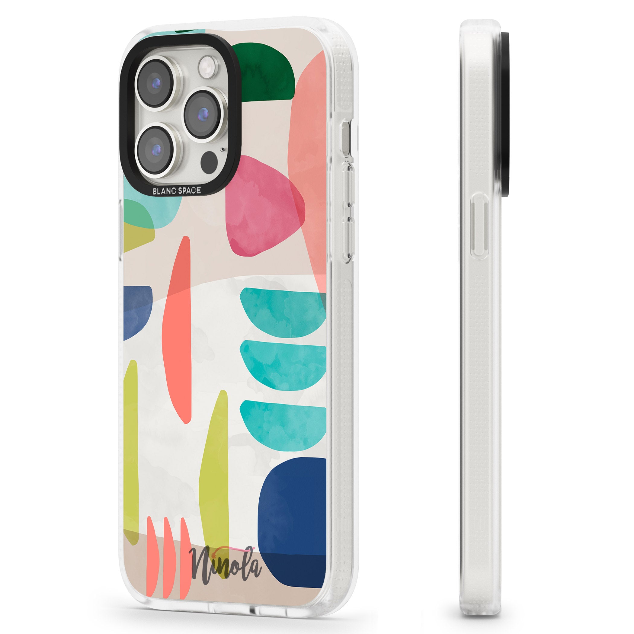 Organic Bold Shapes iPhone 15 Pro Max / 15 Pro / 14 Pro Max / 14 Pro / 13 Pro Clear Case Impact Air - Blanc Space