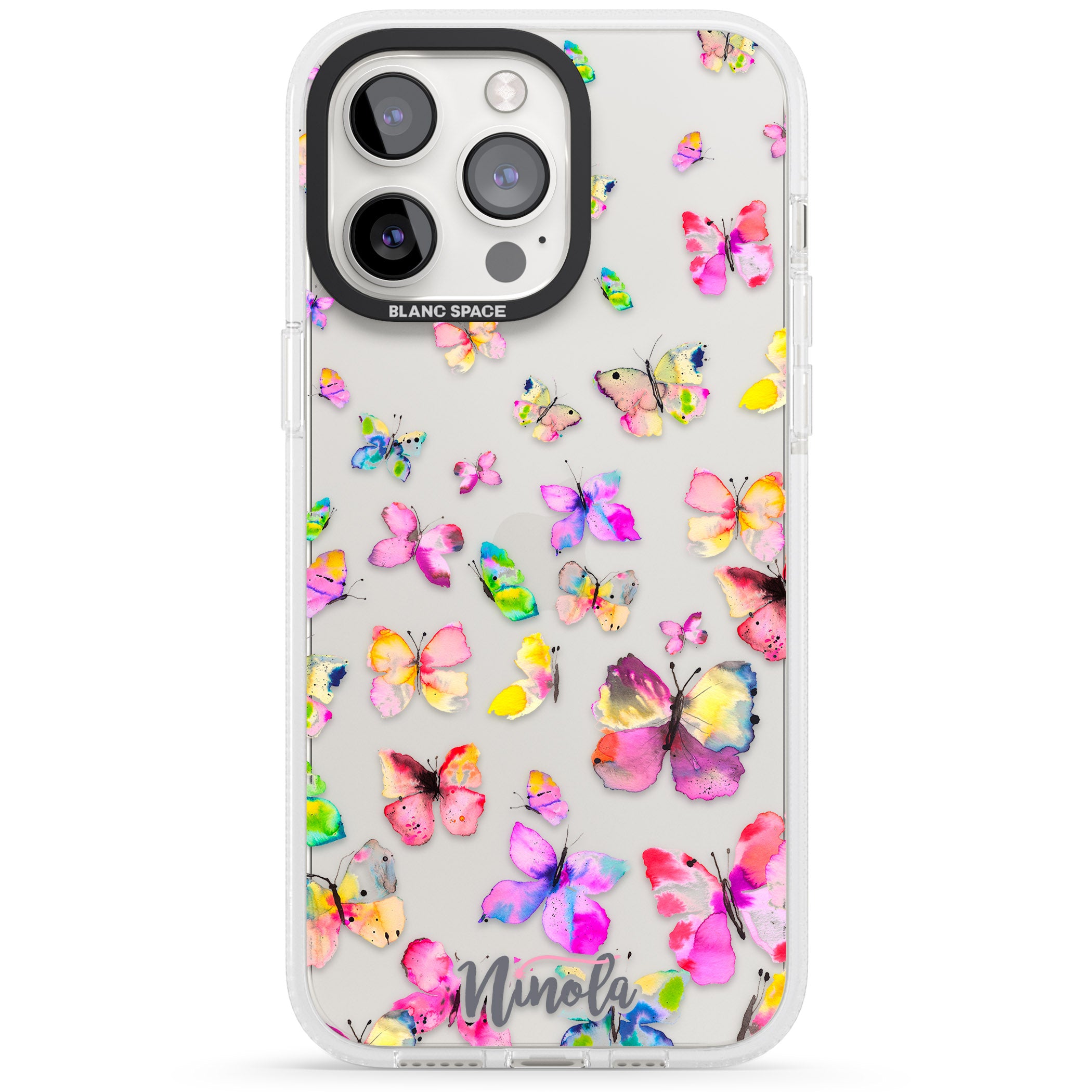 Watercolor Butterflies iPhone 15 Pro Max / 15 Pro / 14 Pro Max / 14 Pro / 13 Pro Clear Case Impact Air - Blanc Space