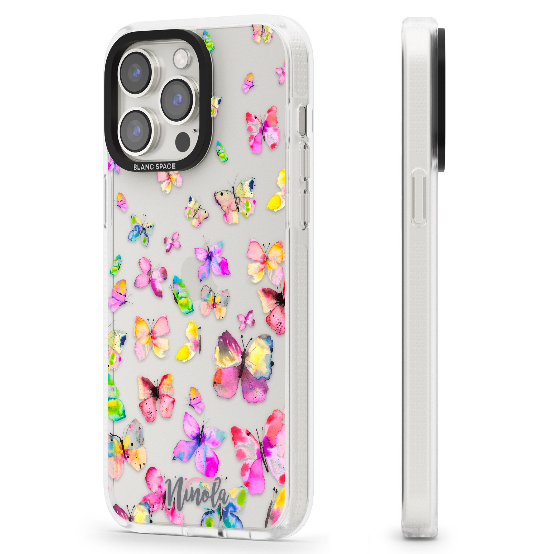 Watercolor Butterflies iPhone 15 Pro Max / 15 Pro / 14 Pro Max / 14 Pro / 13 Pro Clear Case Impact Air - Blanc Space